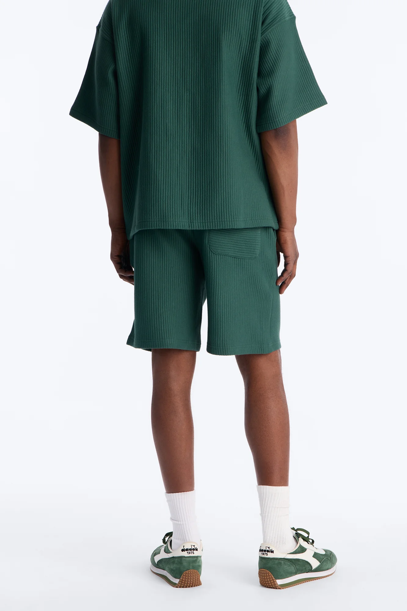 Textured Relaxed Sweatshort - Hunter Green - Image 4