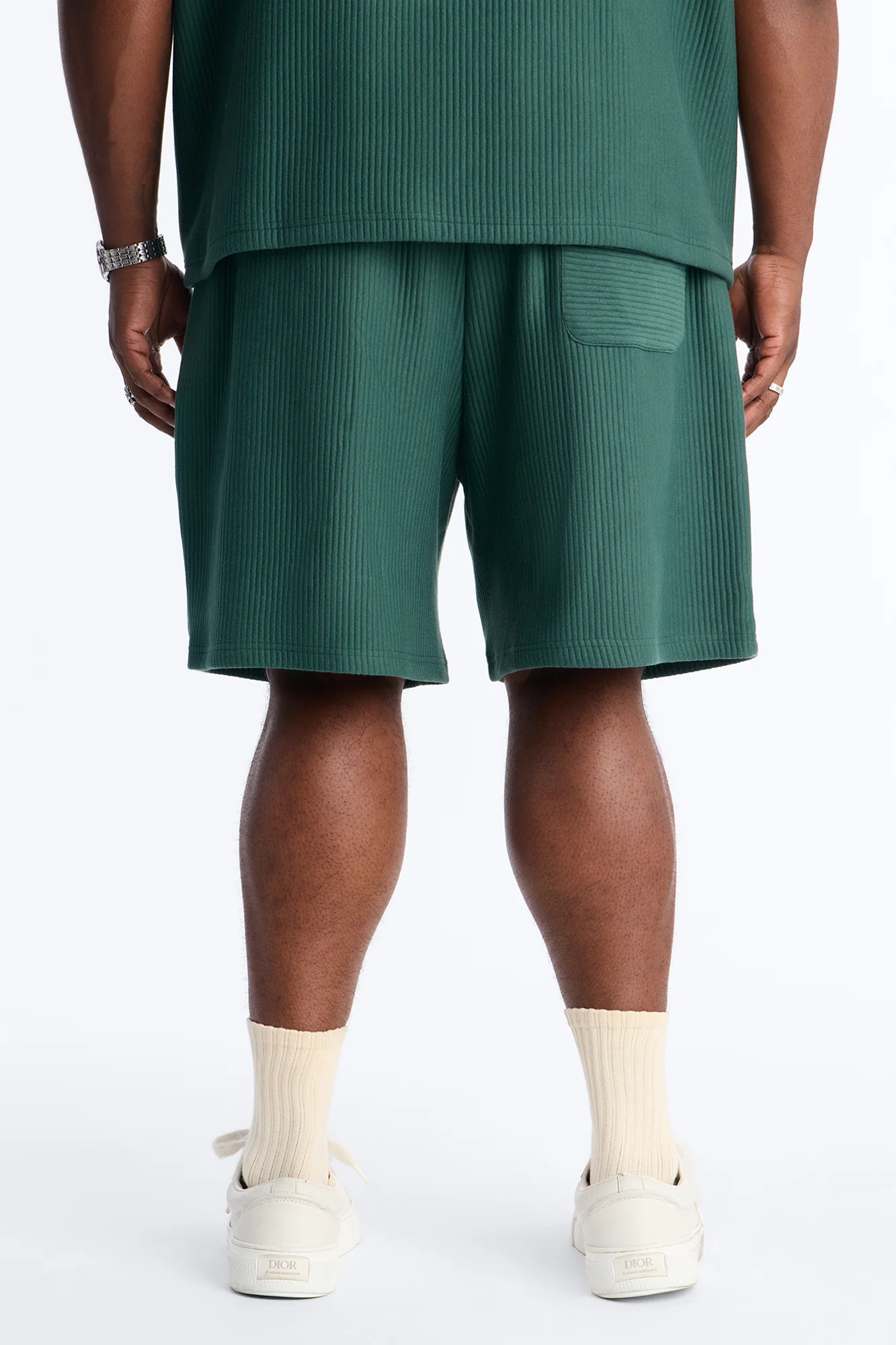 Textured Relaxed Sweatshort - Hunter Green - Image 8