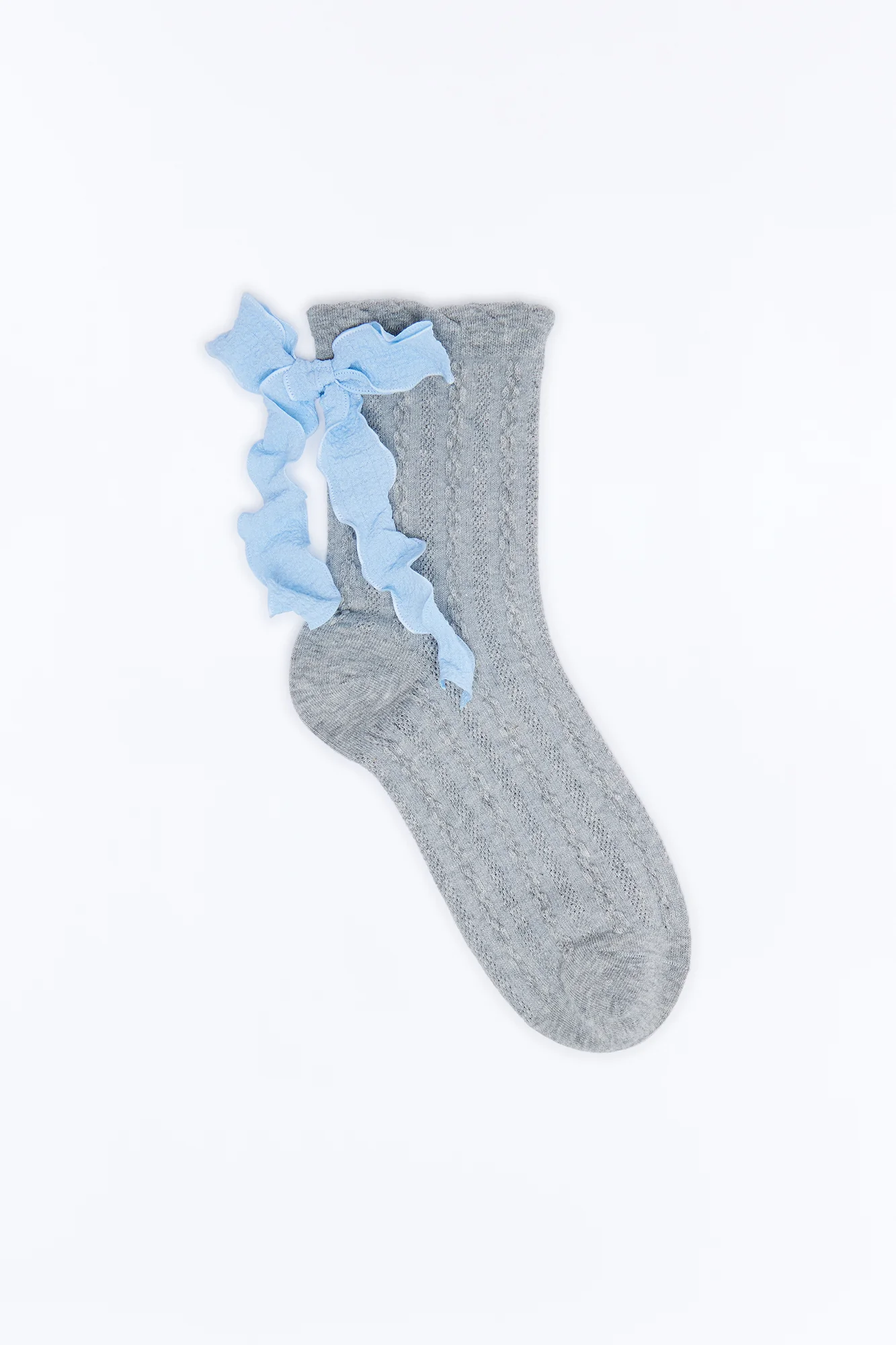 That Bow Cutie Crew Socks - Grey/Blue
