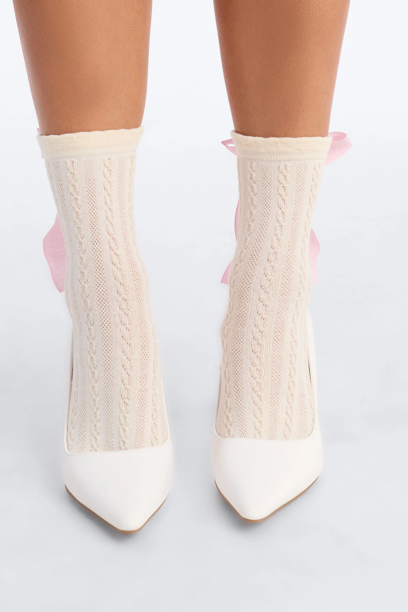 That Bow Cutie Crew Socks - Ivory/combo - Image 3