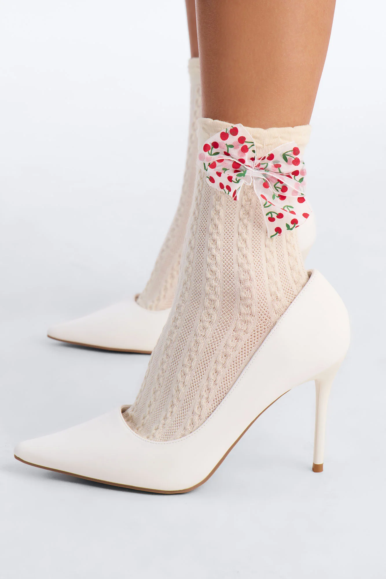 That Bow Girl Crew Socks - Ivory/combo