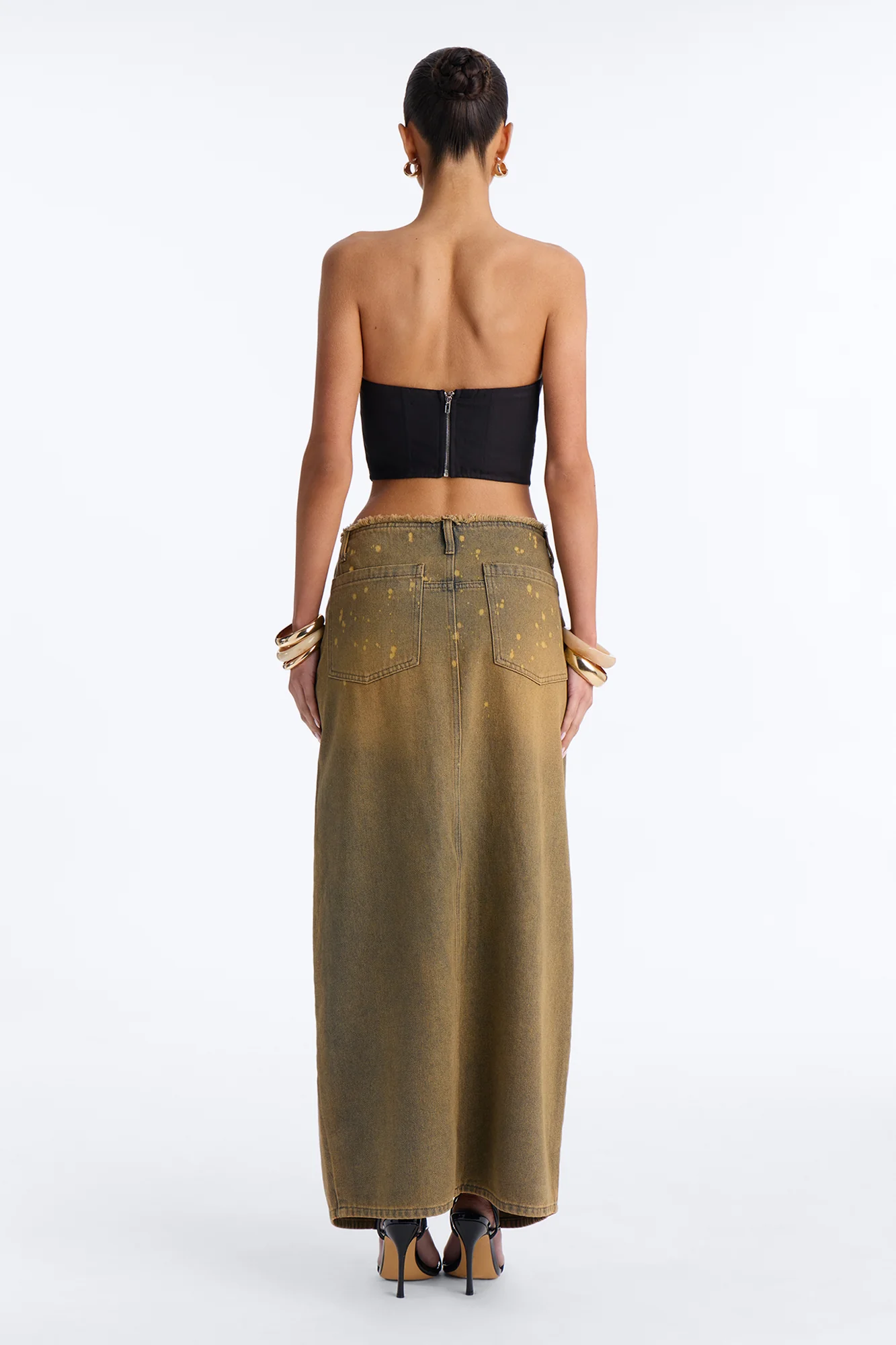 The Baddest Around Vintage Wash Denim Maxi Skirt - Vintage Wash - Image 4