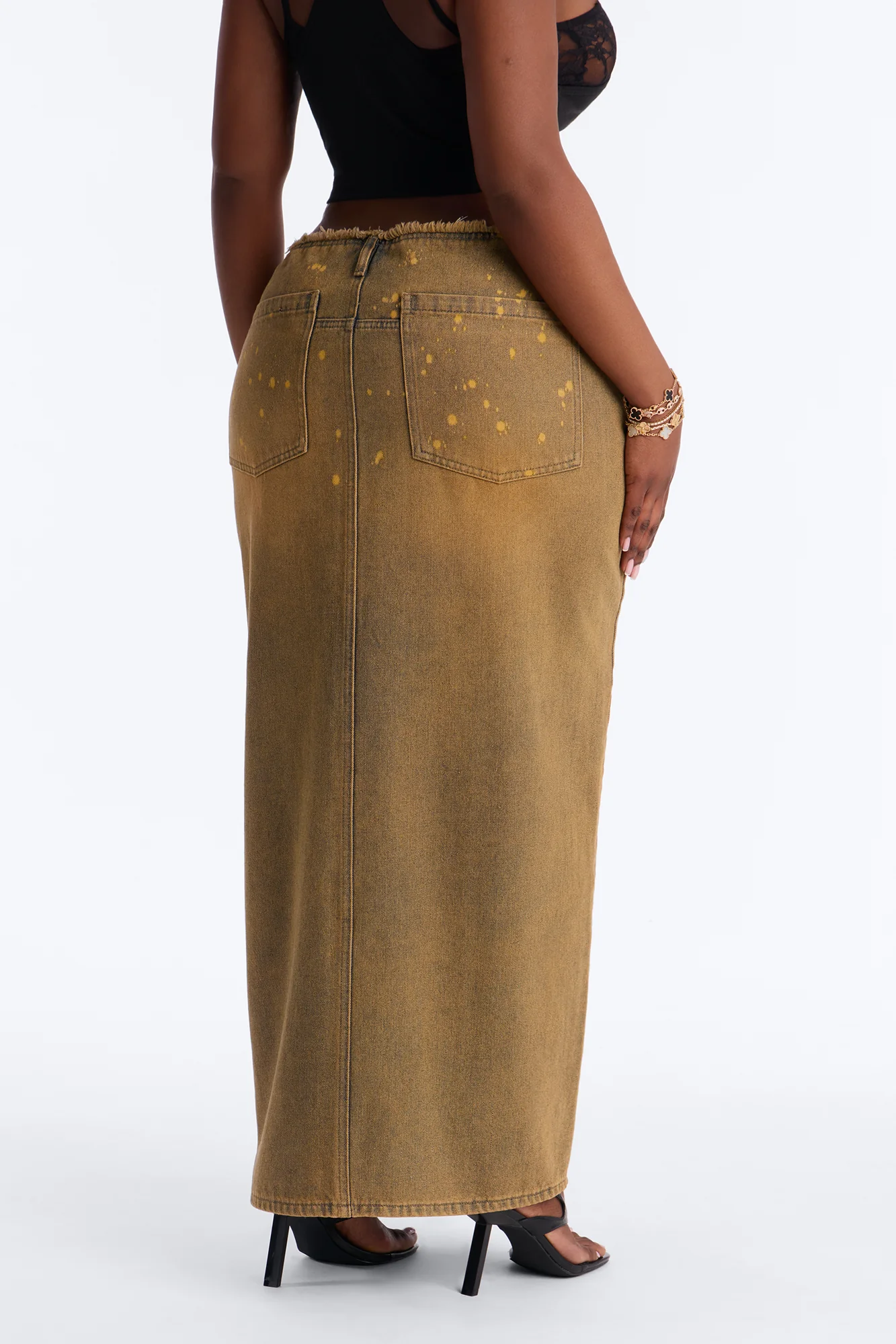 The Baddest Around Vintage Wash Denim Maxi Skirt - Vintage Wash - Image 8