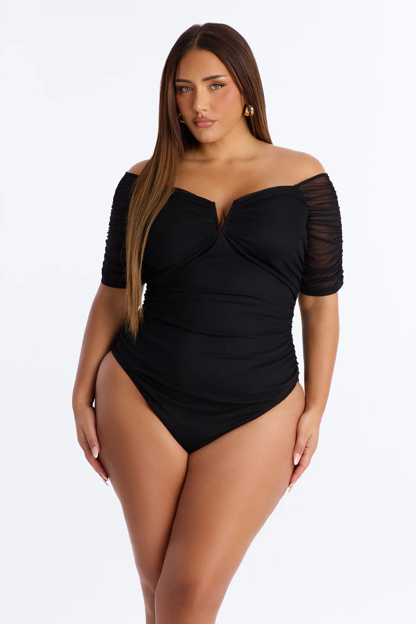 The Finer Things Mesh Short Sleeve Bodysuit - Black - Image 6