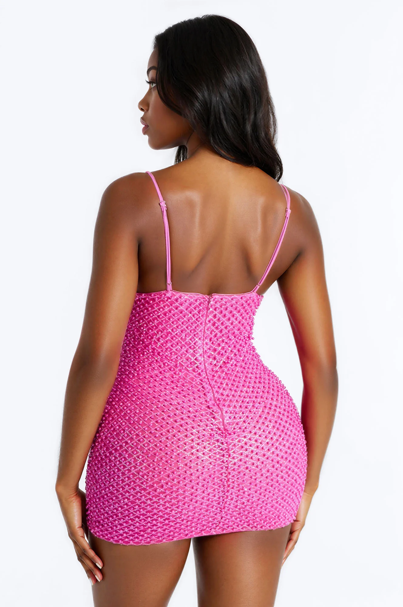 The Golden Girl Embellished Sequin Mini Dress - Hot Pink - Image 4