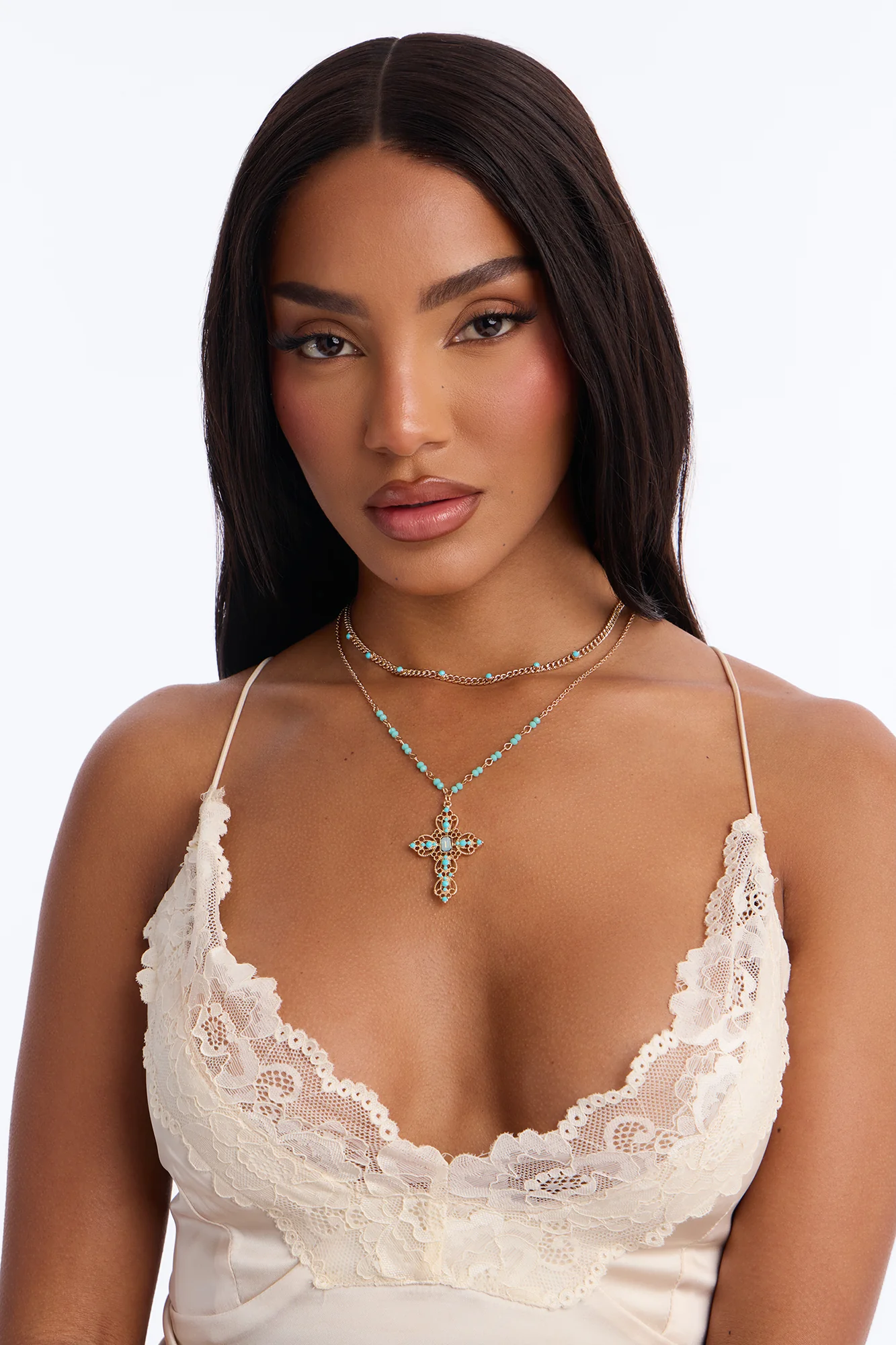 The Good Vibes Layered Necklace - Turquoise - Image 2