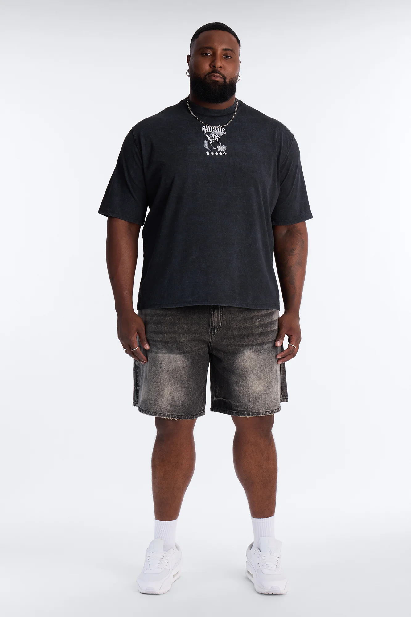 The Grind Is Personal Embroidery Short Sleeve Tee - Grey - Image 6