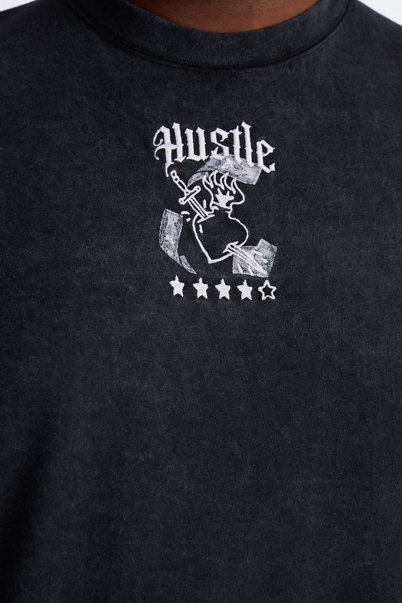 The Grind Is Personal Embroidery Short Sleeve Tee - Grey - Image 7