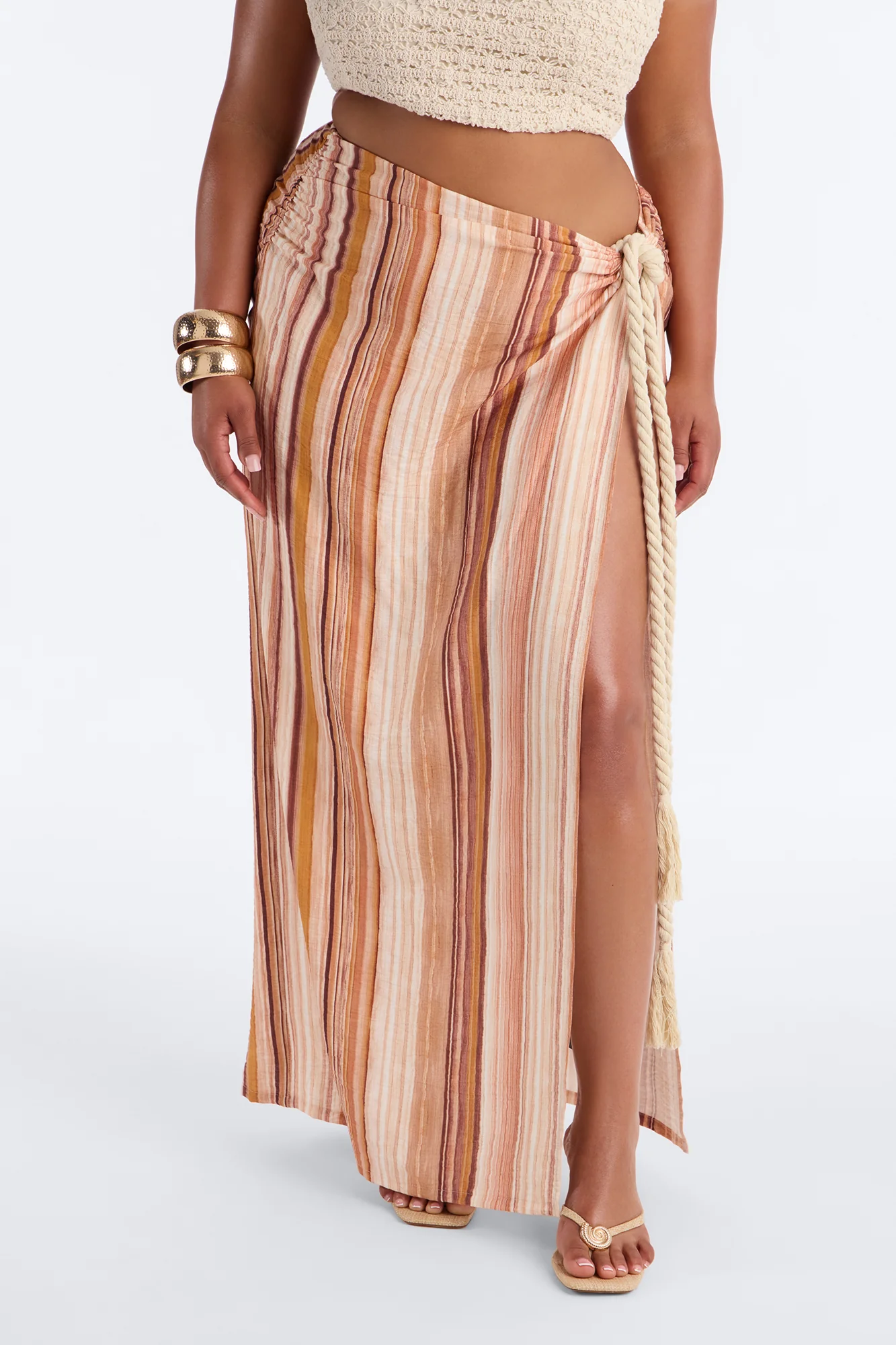 The Horizon Linen Skirt Set - Rust/combo - Image 6