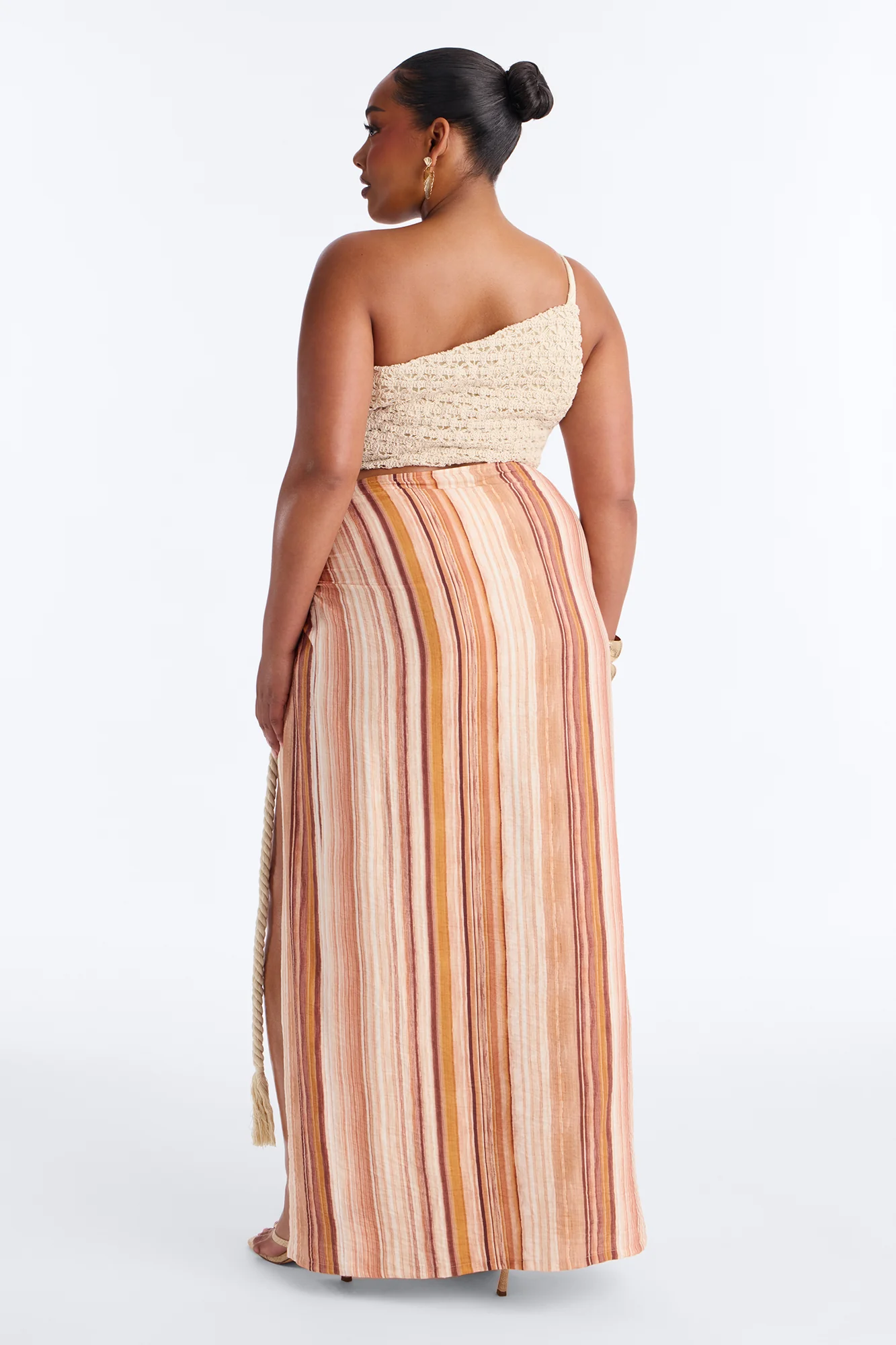 The Horizon Linen Skirt Set - Rust/combo - Image 8