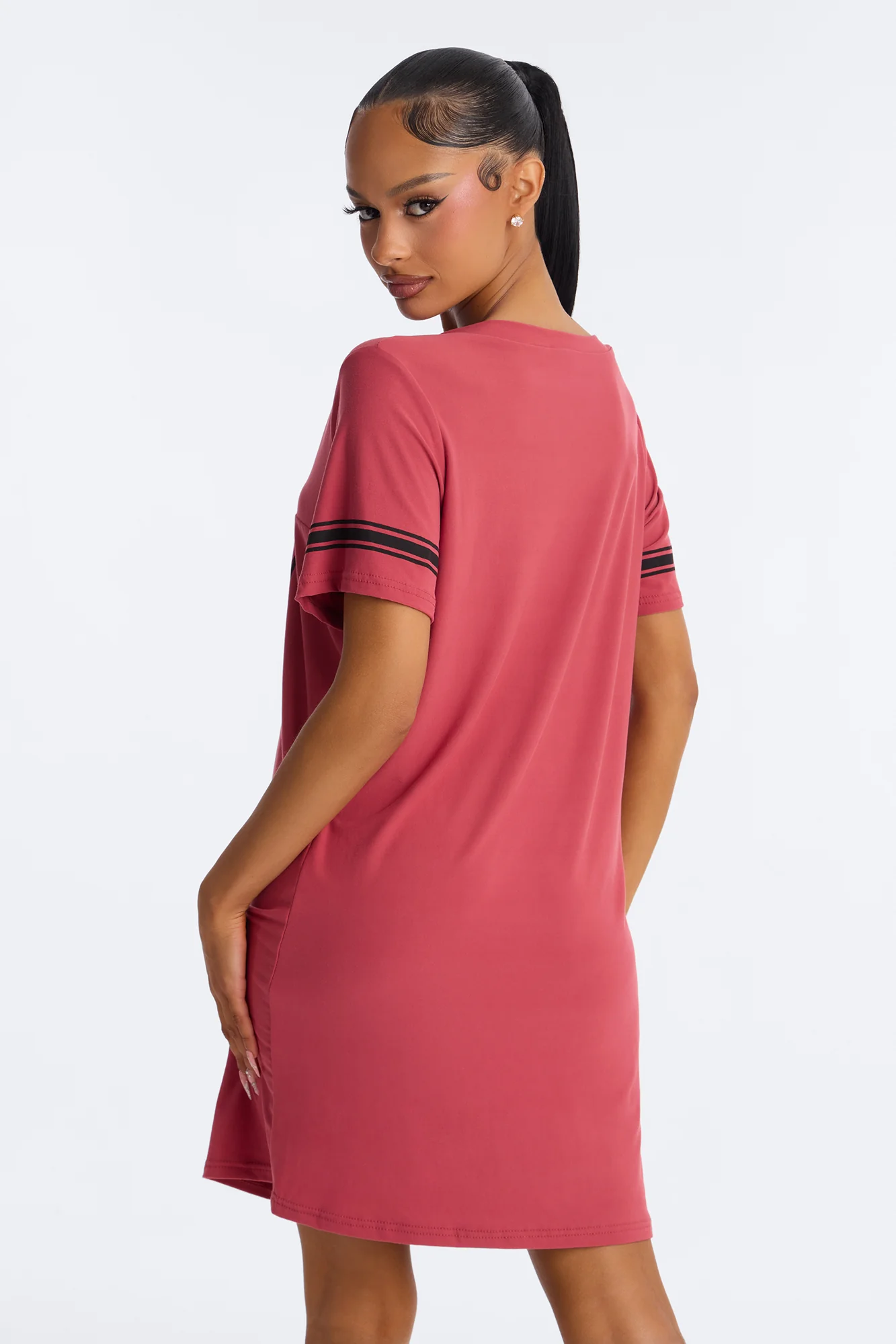 The Hot Mom Club Varsity PJ Dorm Shirt - Rose/Combo - Image 3