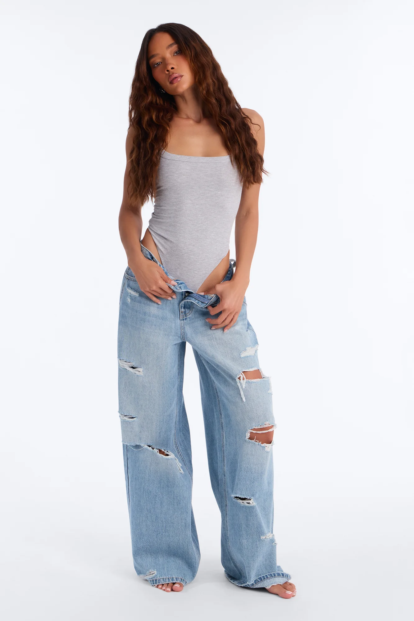 The Last Stop Ripped Baggy Jeans - Light Wash - Image 2