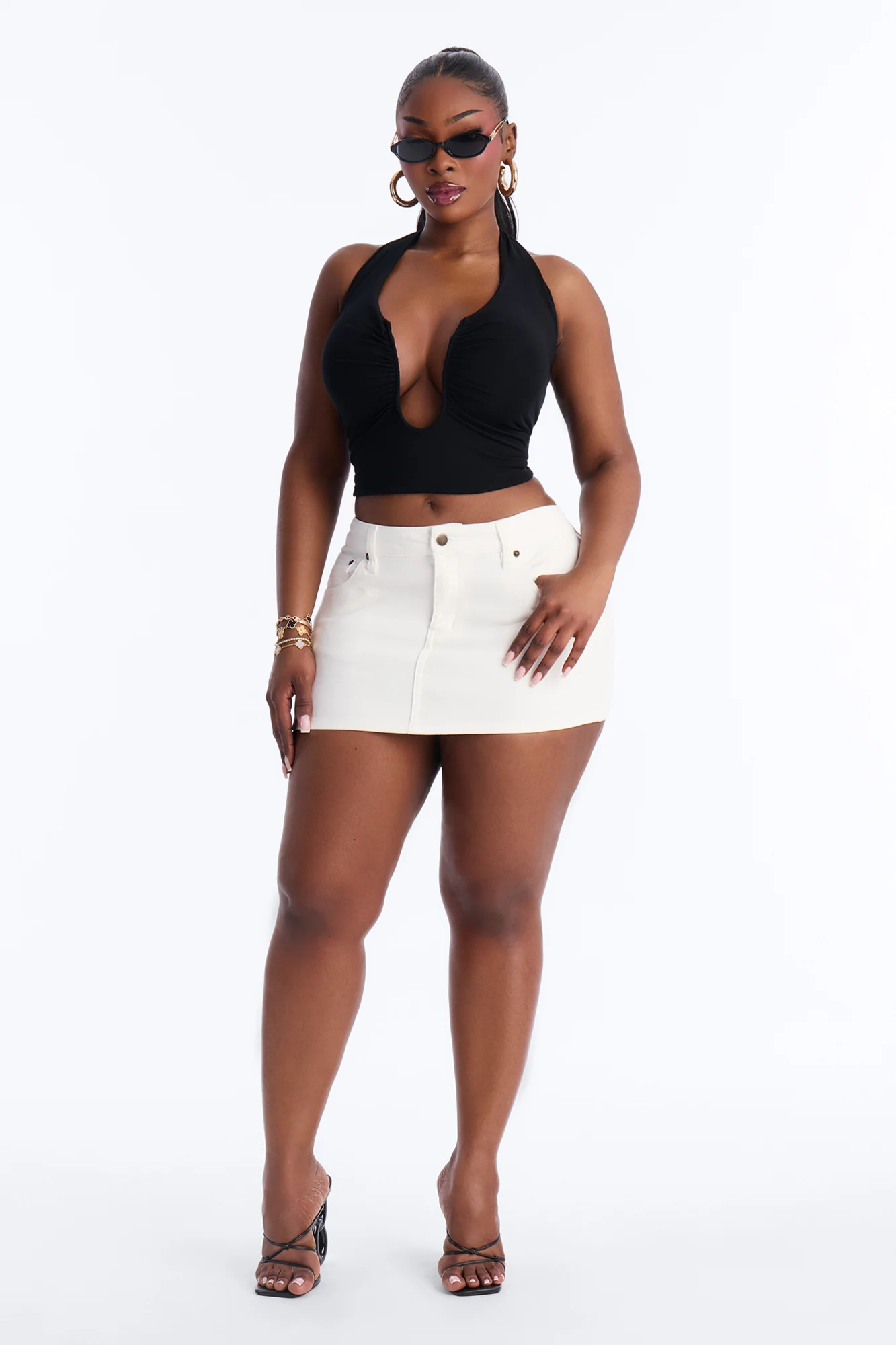 The OG Denim Micro Mini Skirt - White Wash - Image 4