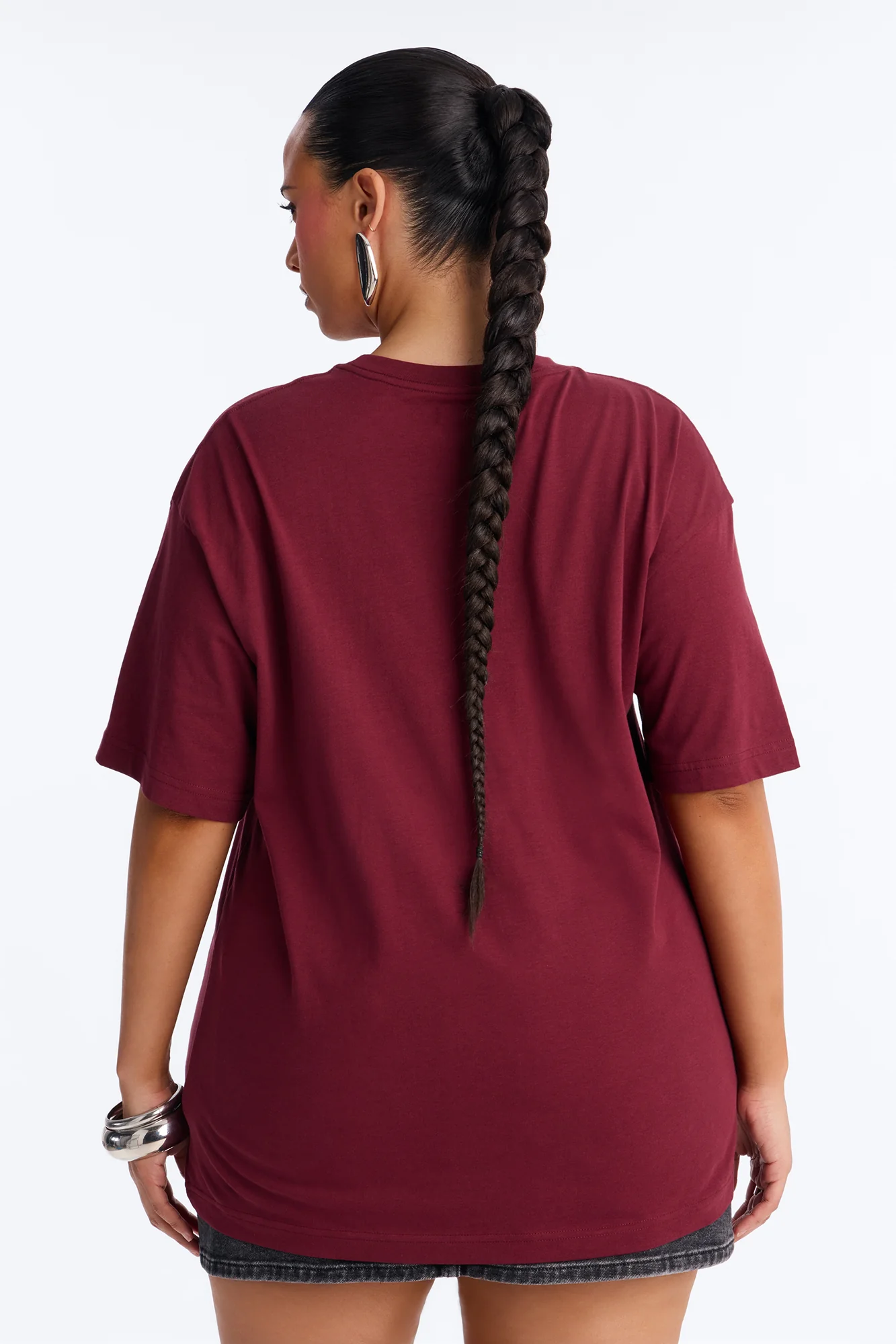 The Oversized Boyfriend Tee - Wine - Image 6