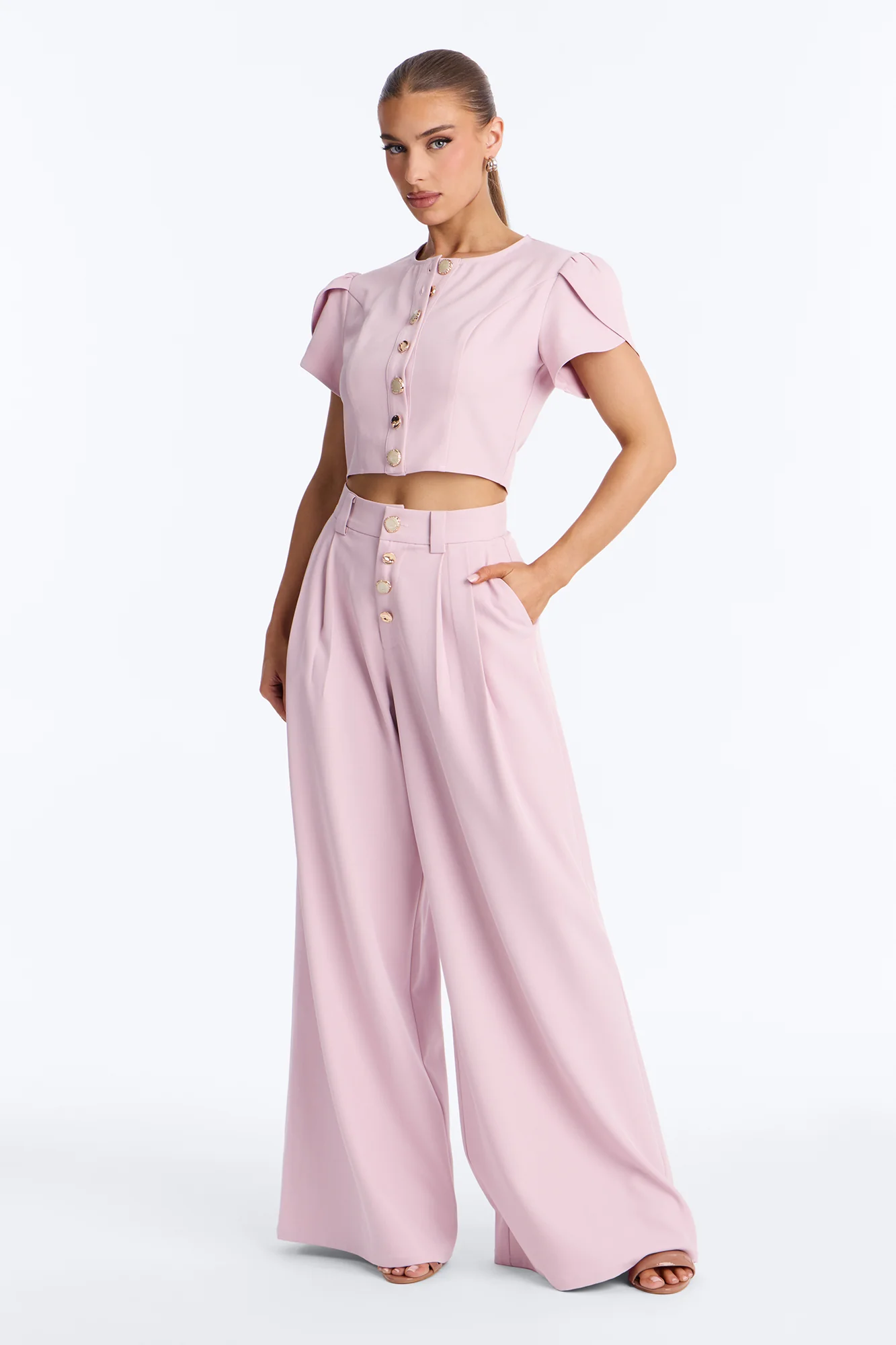 The Perfect Day Wide Leg Pant Set - Pink