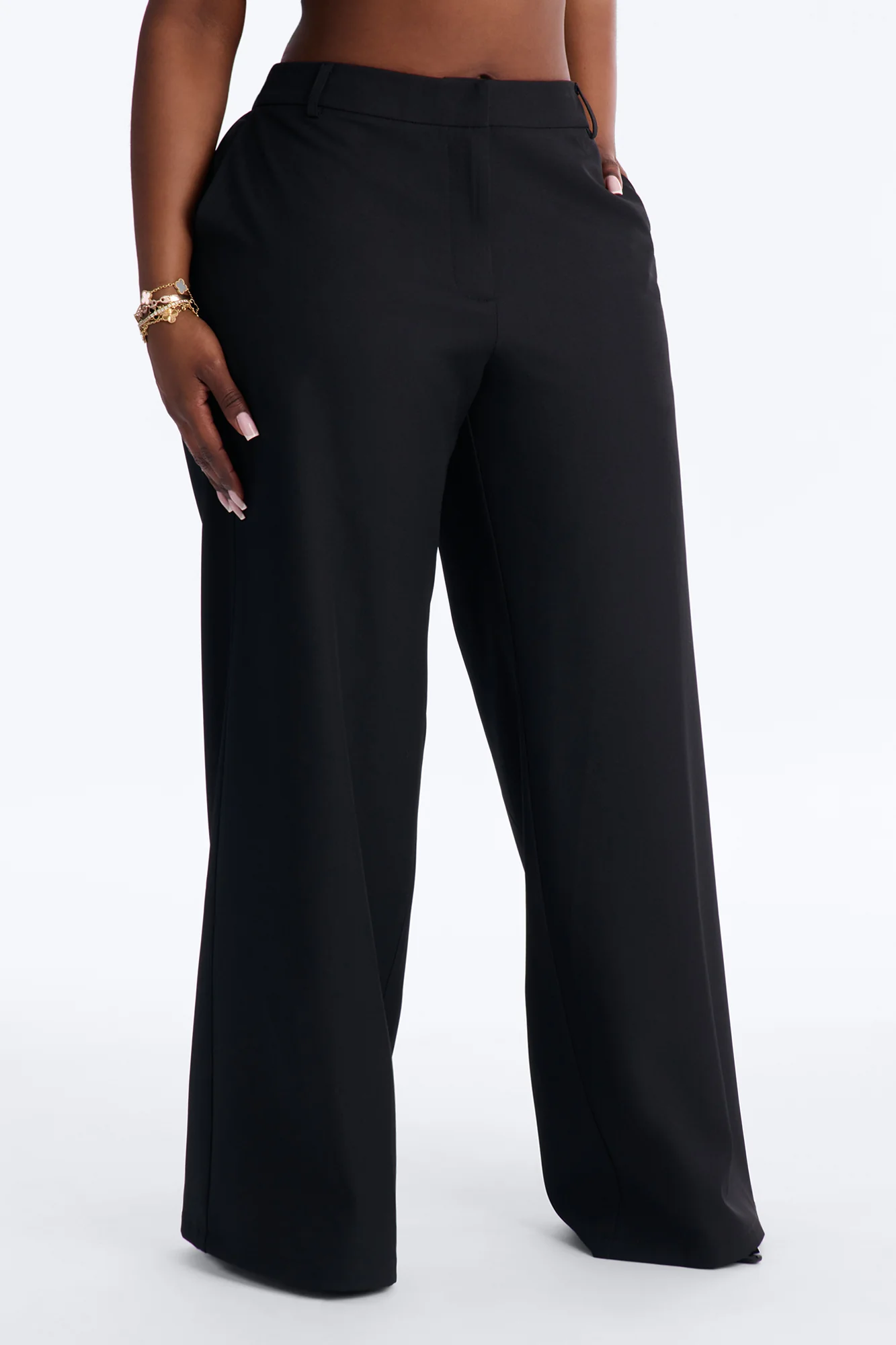 The Perfect Low Rise Wide Leg Trouser Pant 33″ - Black - Image 5