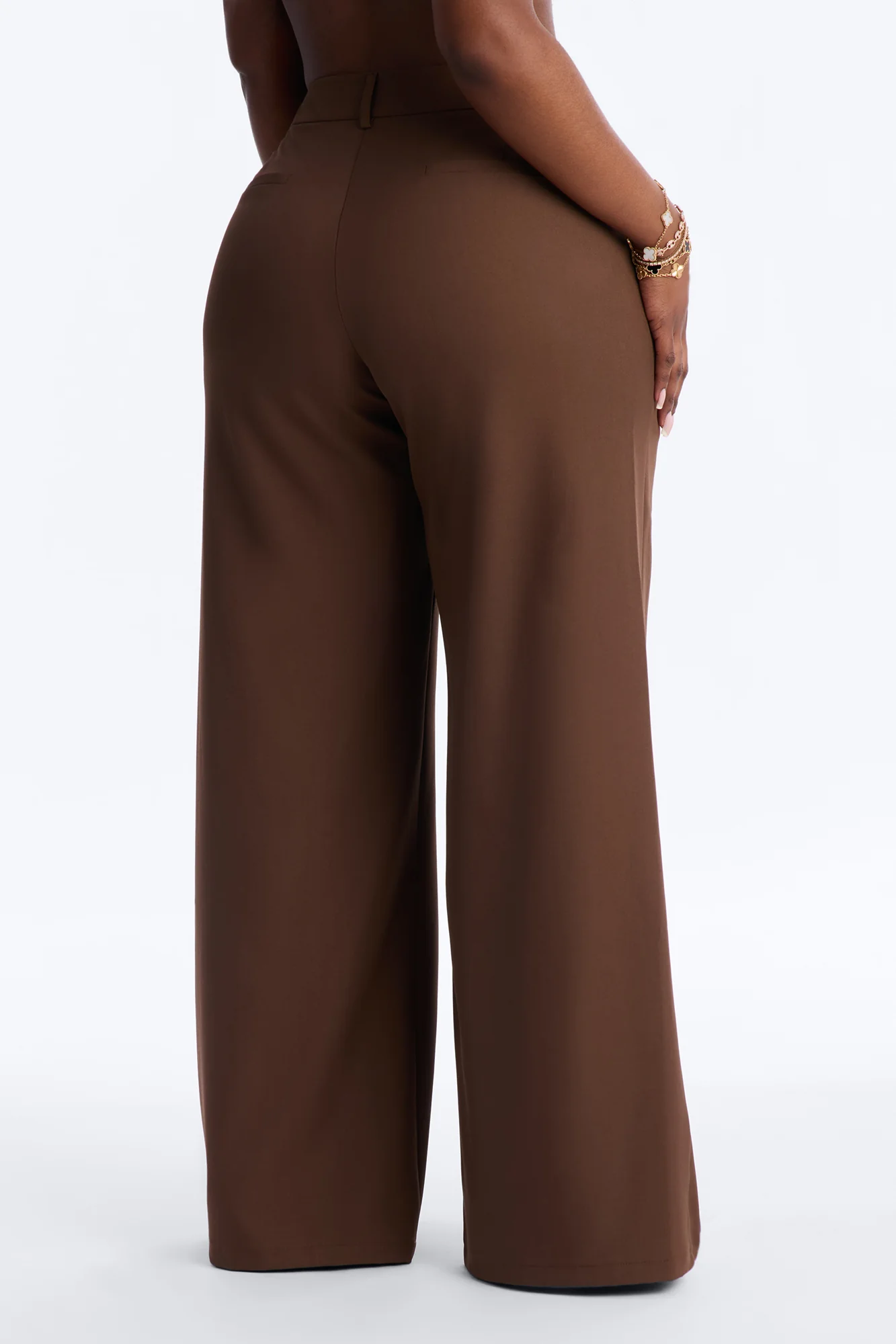 The Perfect Low Rise Wide Leg Trouser Pant 33″ - Chocolate - Image 7