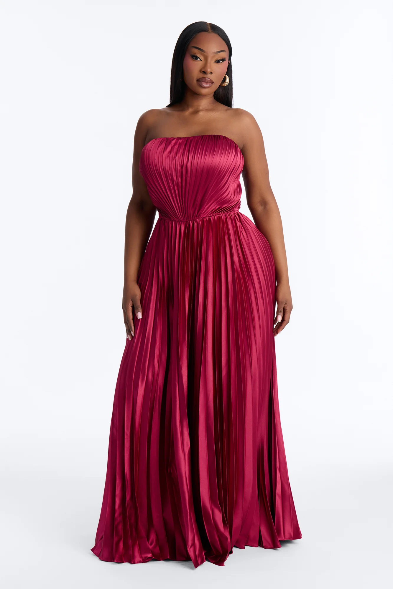The Royal Babe Pleated Gown - Marsala