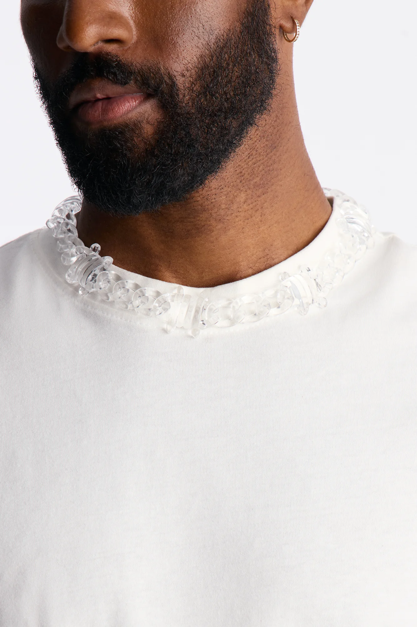 Thick Clear Barbed Wire Cuban Chain Necklace - Clear