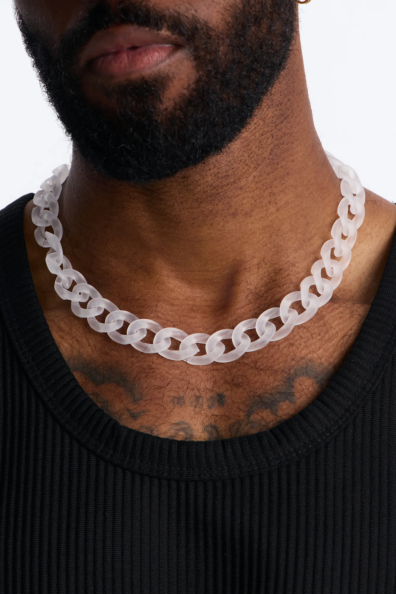 Thick Frosted Cuban Chain Necklace - Clear