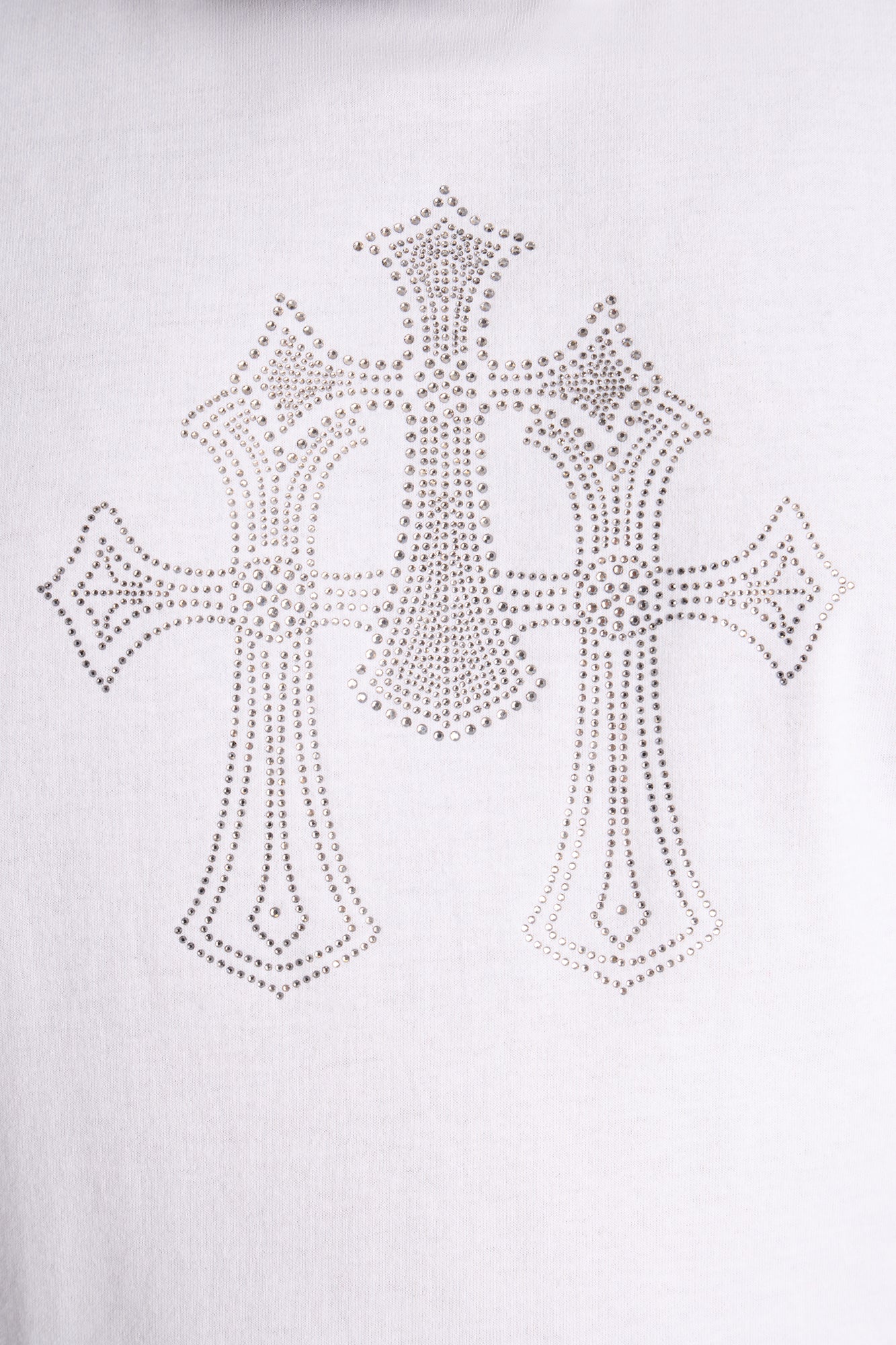 Three Crosses Rhinestones Oversized Short Sleeve Tee - White - Image 7