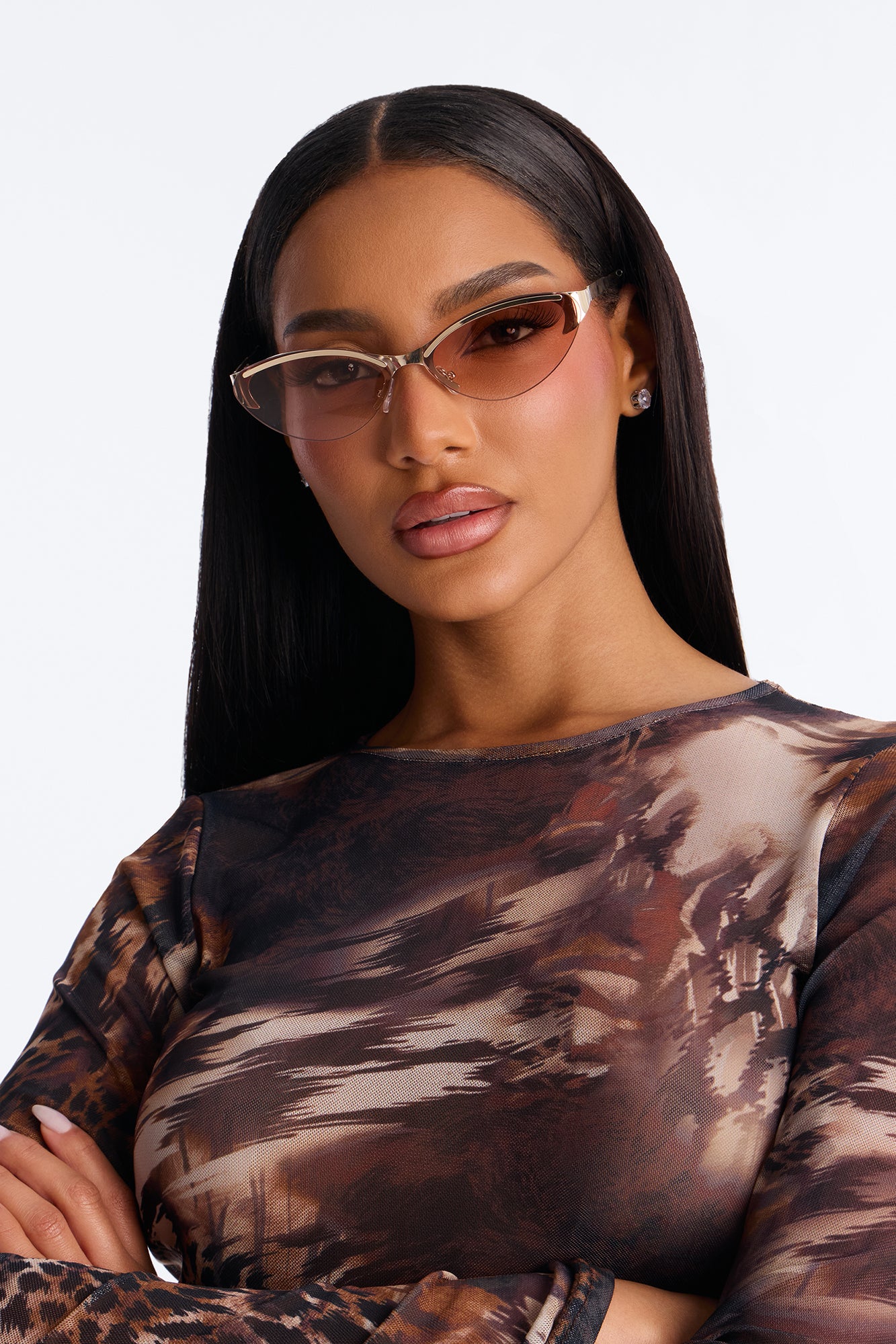 Thriving Era Cat Eye Sunglasses - Gold/Brown