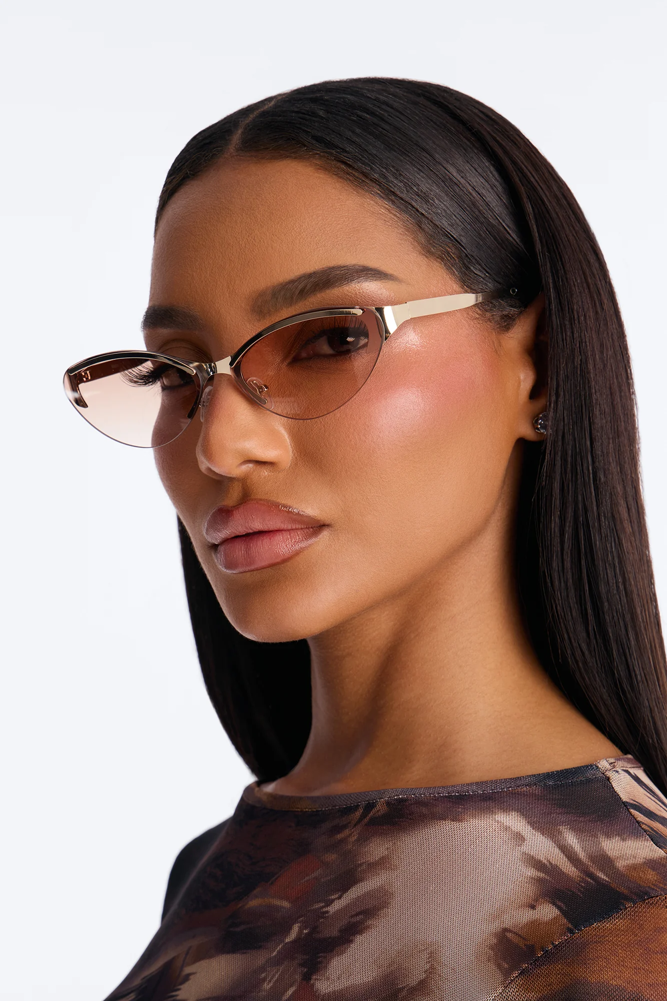 Thriving Era Cat Eye Sunglasses - Gold/Brown - Image 2