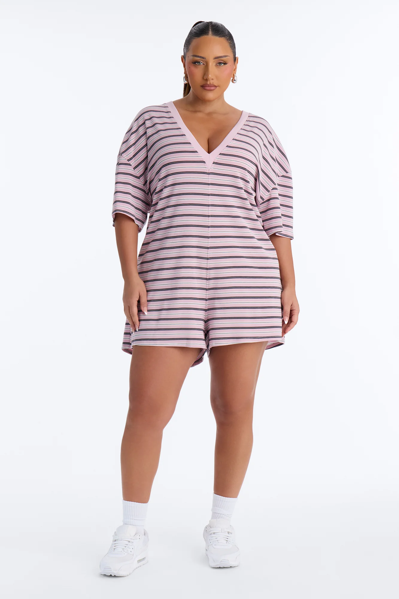 Throw Her On Striped Romper - Pink - Image 4