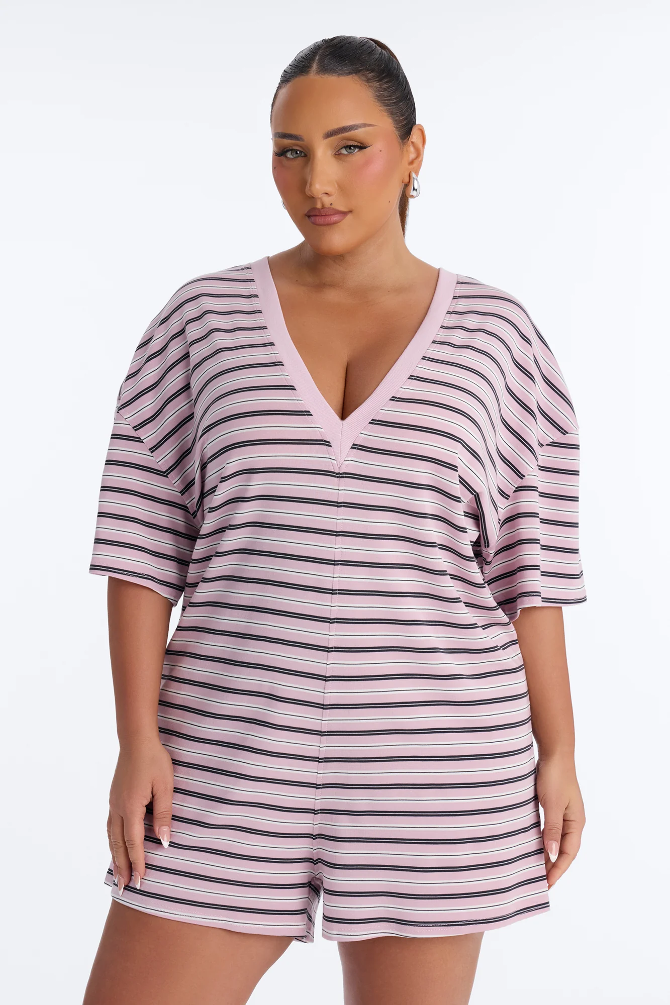 Throw Her On Striped Romper - Pink - Image 5