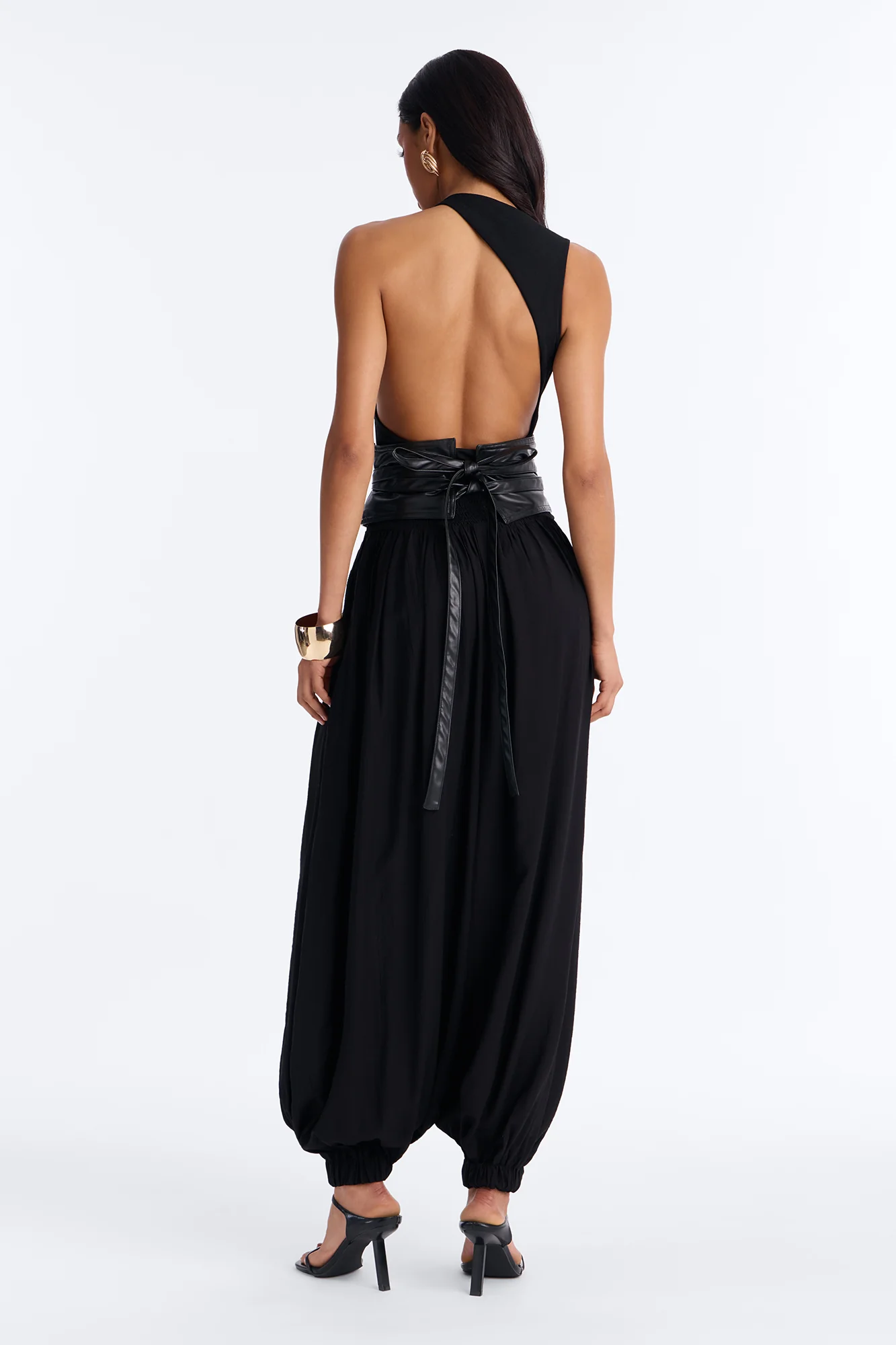 Tiana 3 Piece Belted Balloon Pant Set - Black - Image 5
