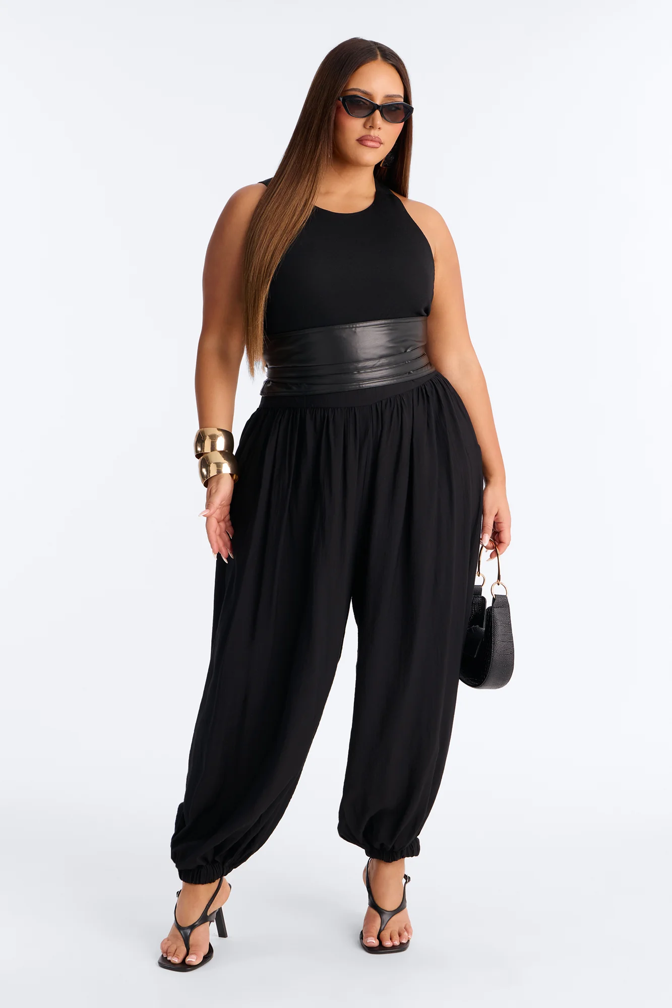 Tiana 3 Piece Belted Balloon Pant Set - Black - Image 6