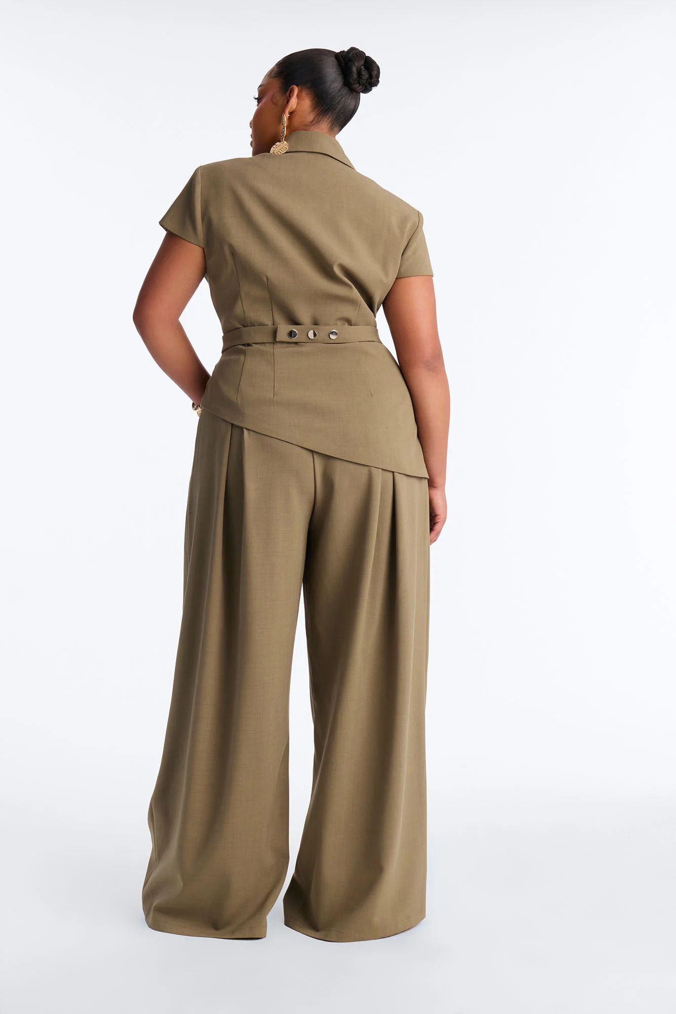 Tiana Belted Cap Sleeve Fitted Blazer - Caffe - Image 7