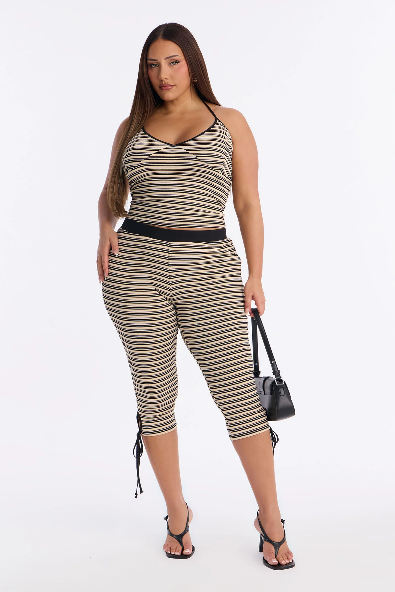Tiana Halter Striped Capri Set - Cream/combo - Image 4