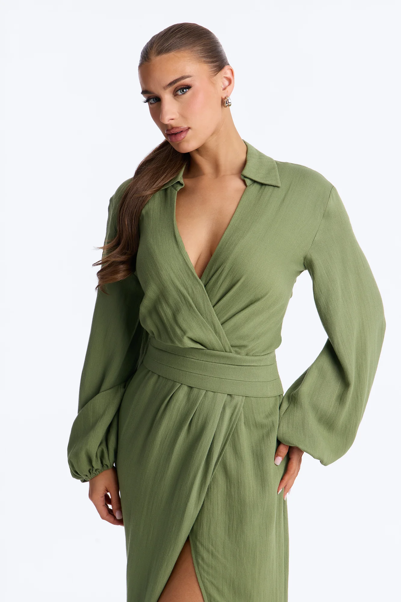 Tiana Shirt Maxi Dress - Olive - Image 2