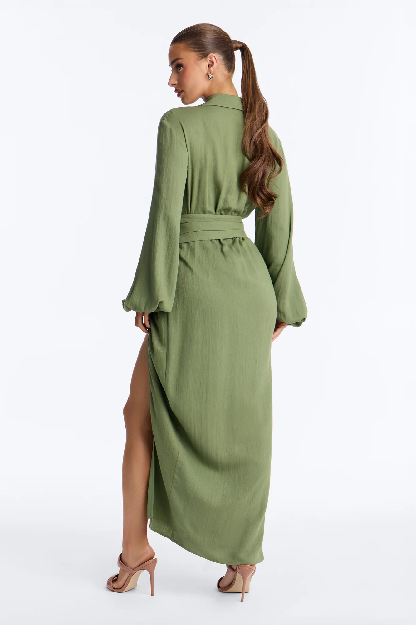 Tiana Shirt Maxi Dress - Olive - Image 4