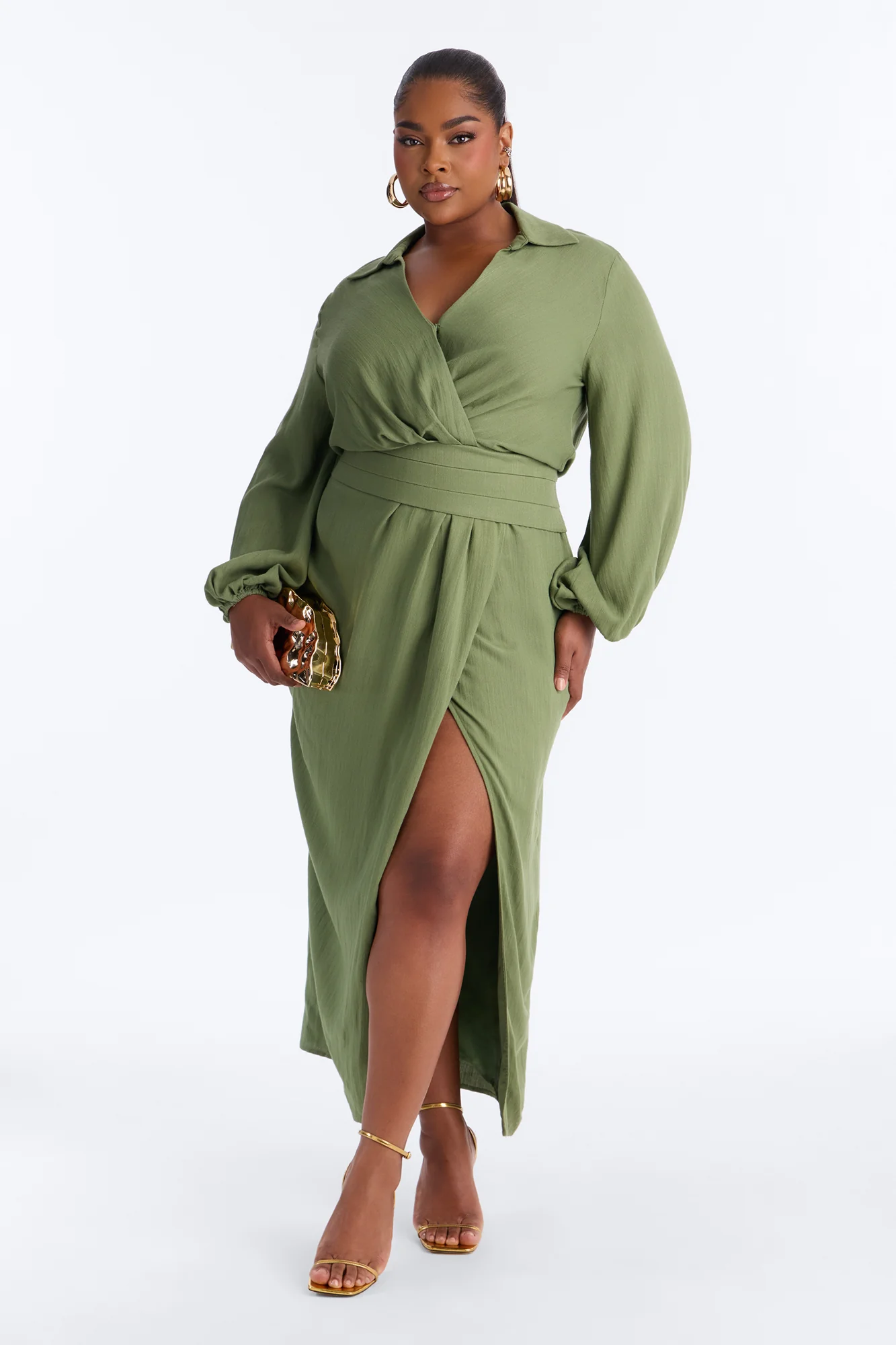 Tiana Shirt Maxi Dress - Olive - Image 5