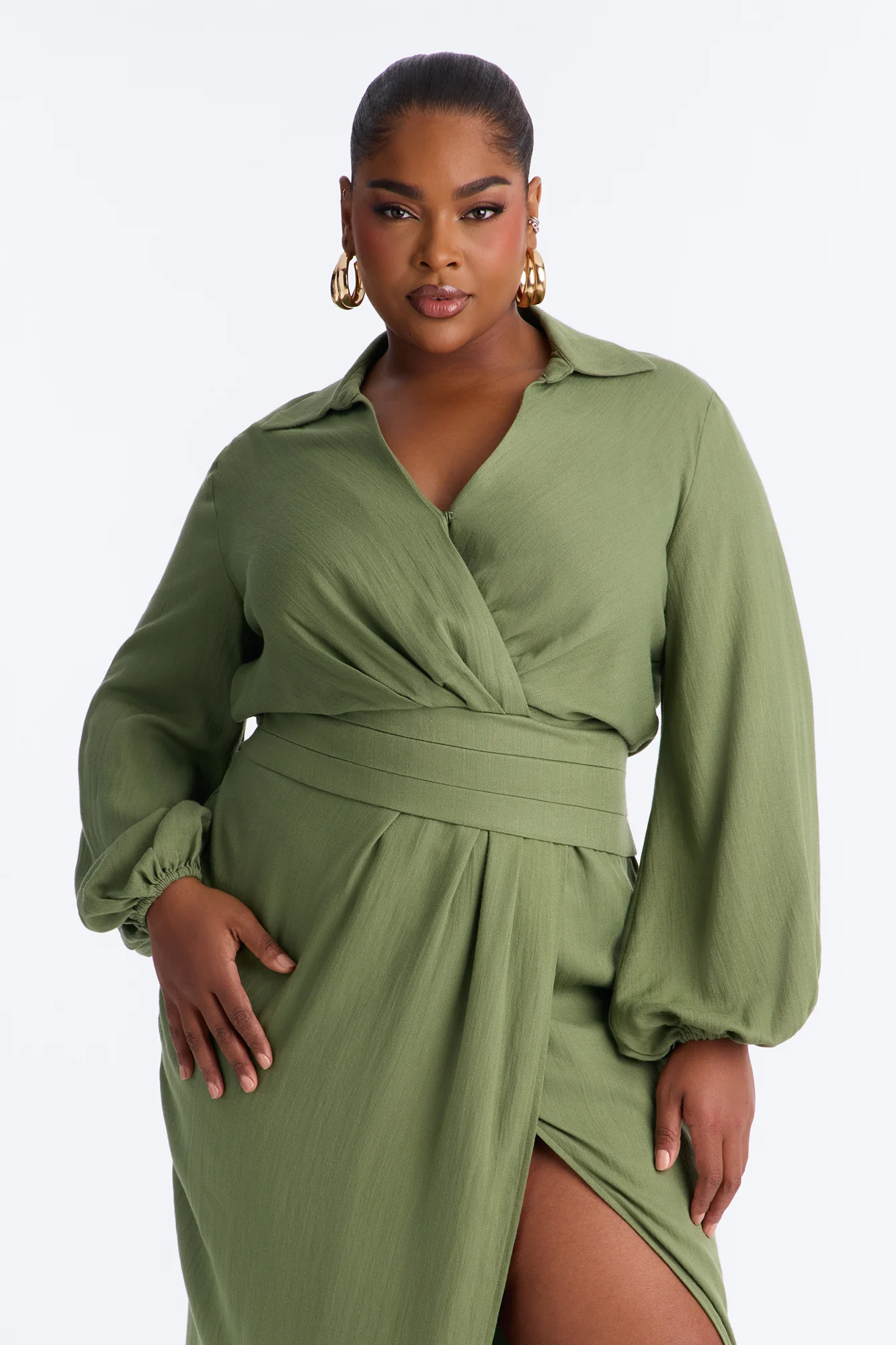 Tiana Shirt Maxi Dress - Olive - Image 6