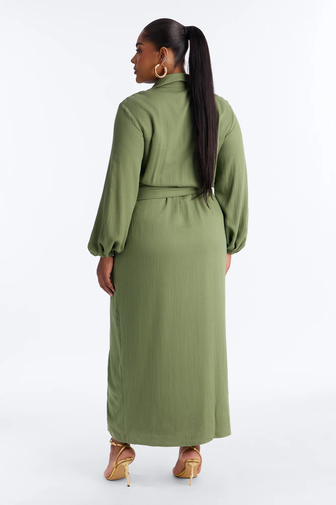 Tiana Shirt Maxi Dress - Olive - Image 7