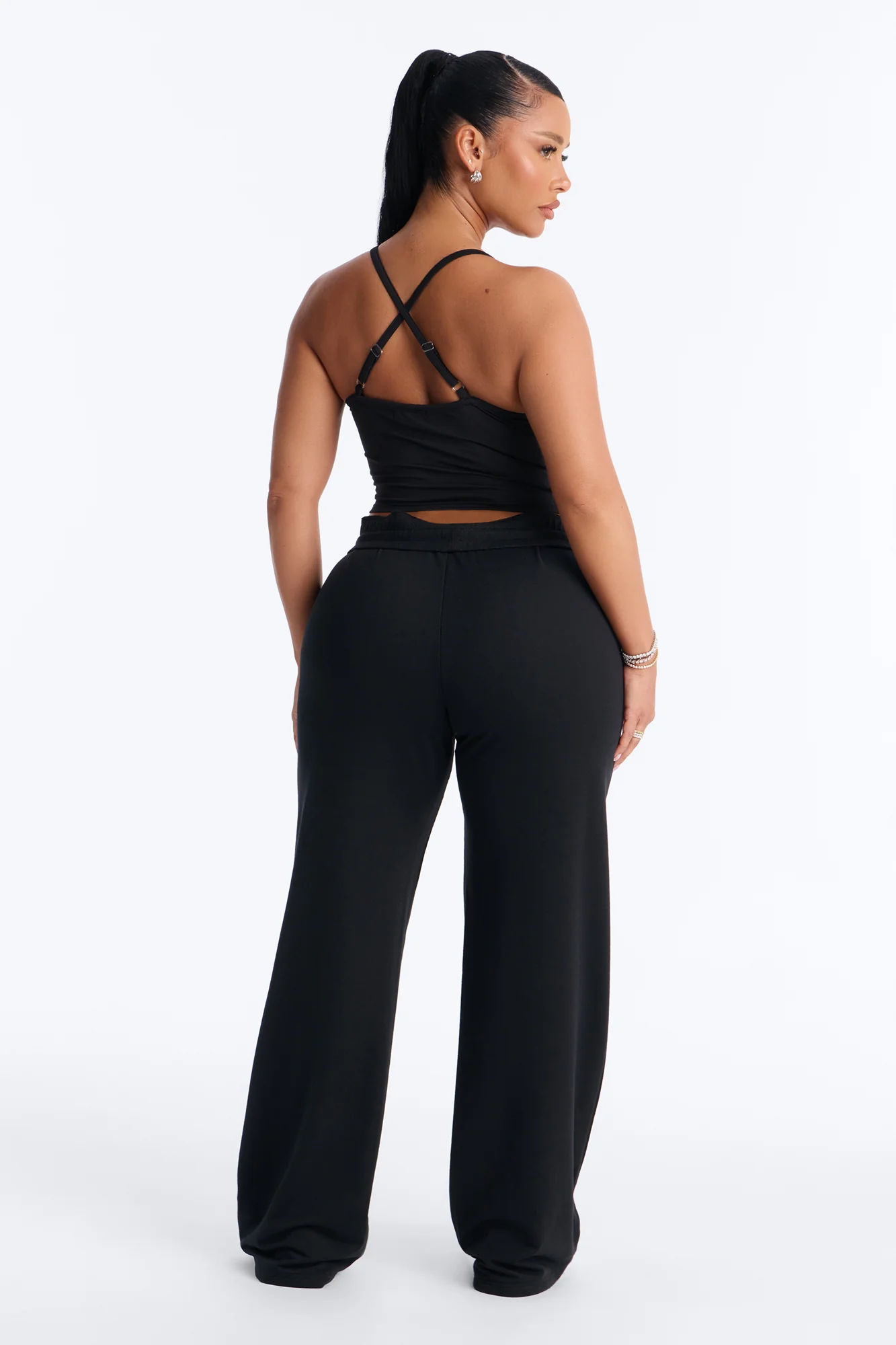 Tiana Wide Leg Pant Set - Black - Image 4