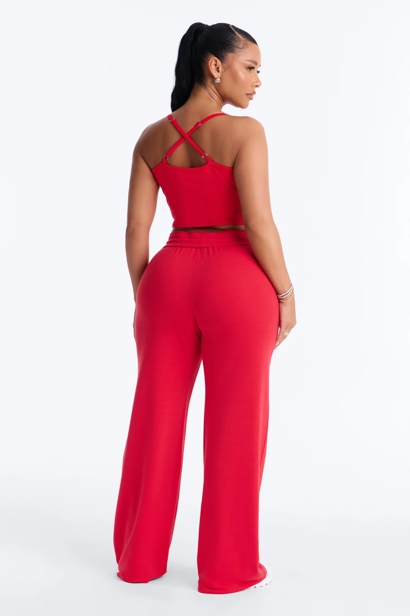 Tiana Wide Leg Pant Set - Red - Image 4