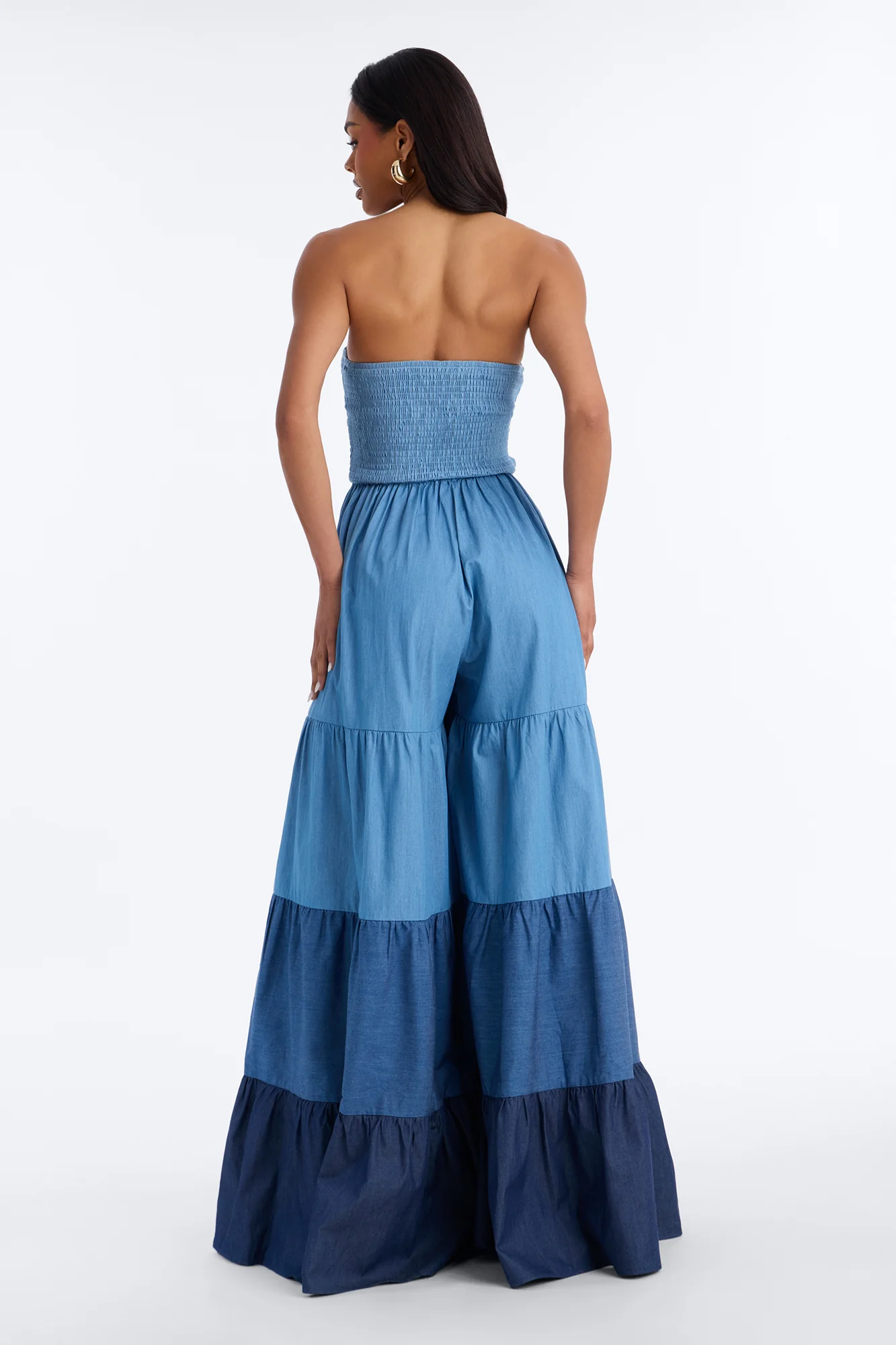 Tier Me Out Wide Leg Jumpsuit - Denim - Image 4