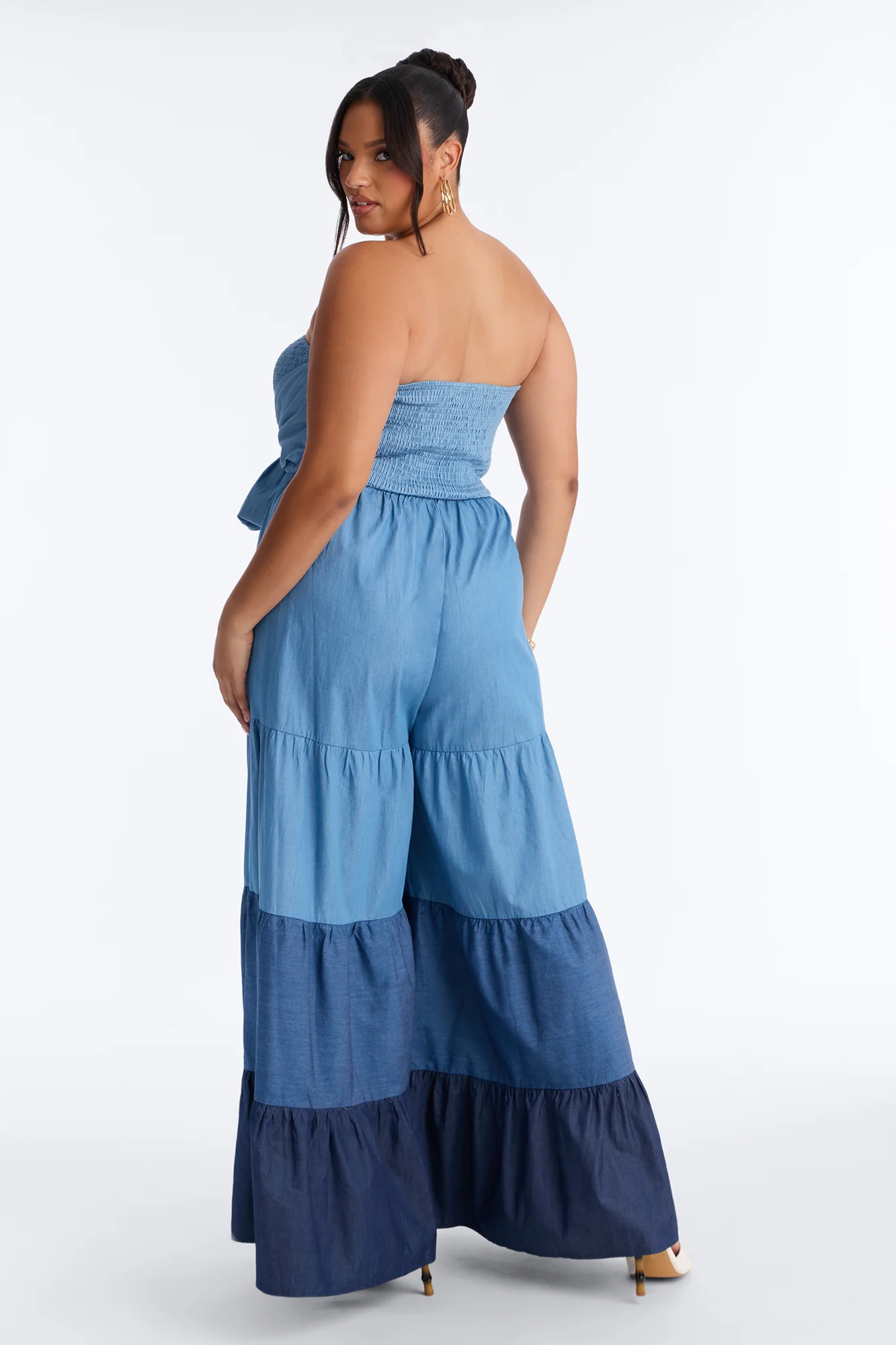 Tier Me Out Wide Leg Jumpsuit - Denim - Image 7