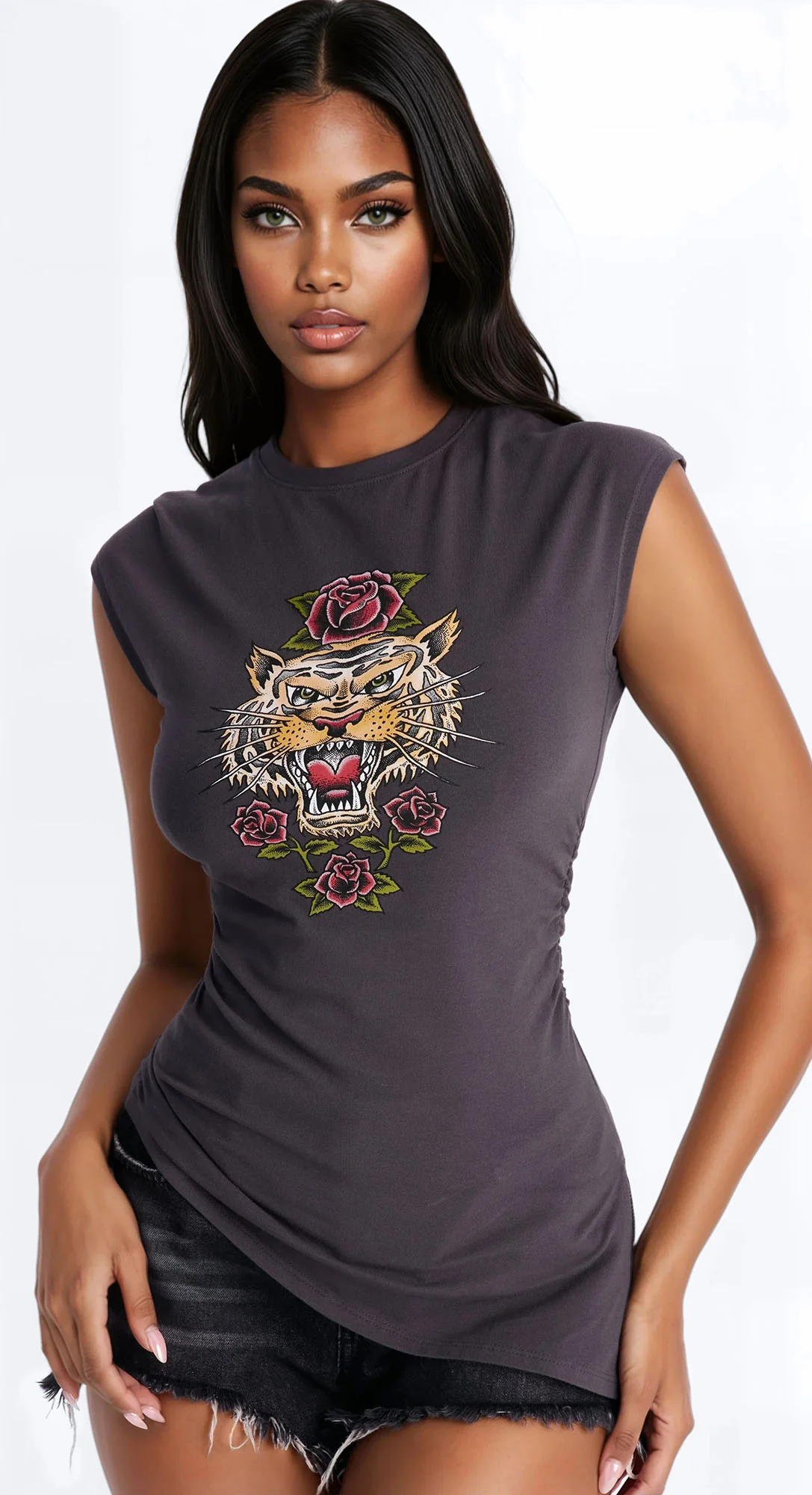 Tiger Mist Muscle Tee - Charcoal - Image 3