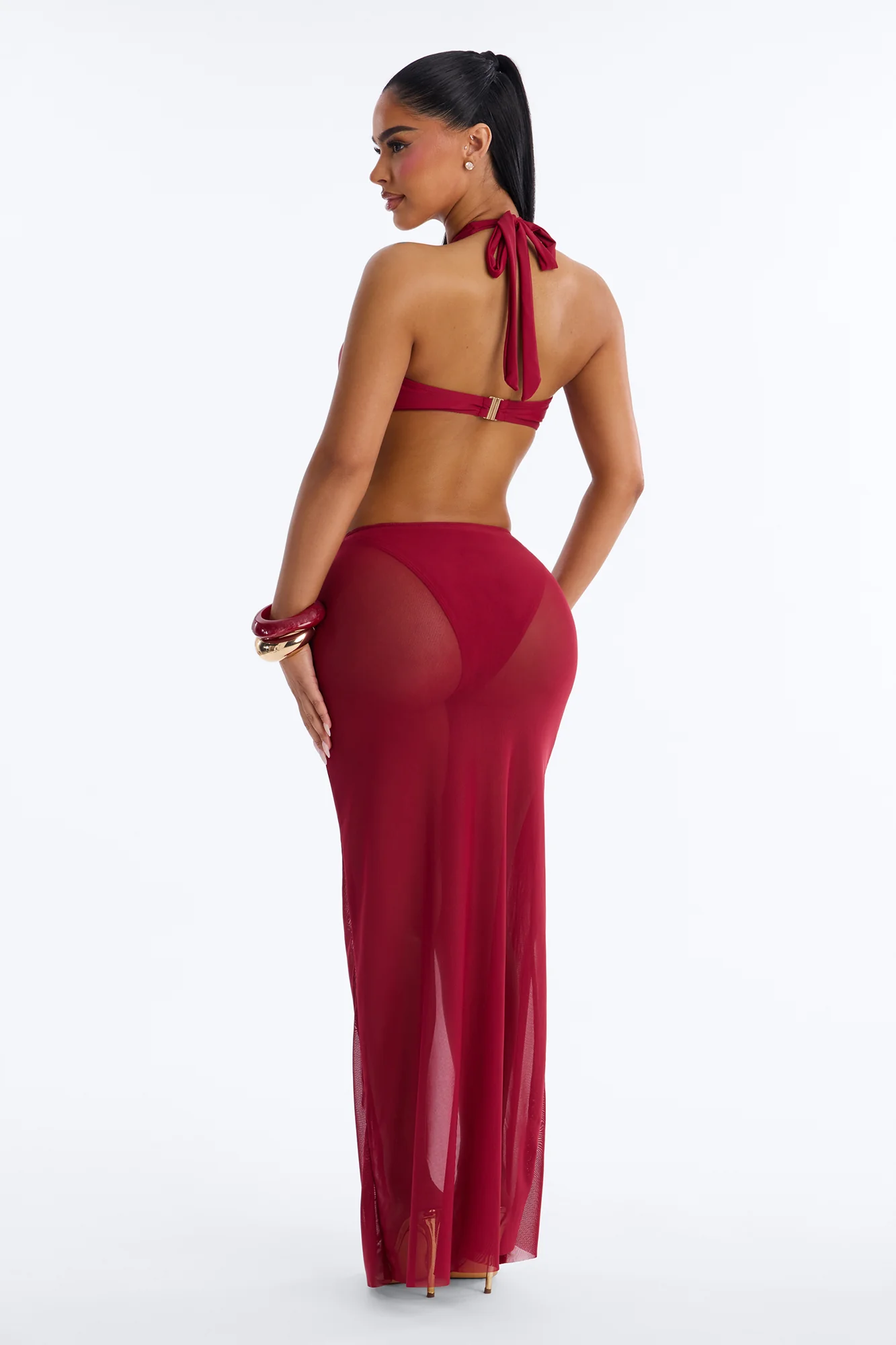 Till Sunrise Bikini And Coverup Skirt - Burgundy - Image 6