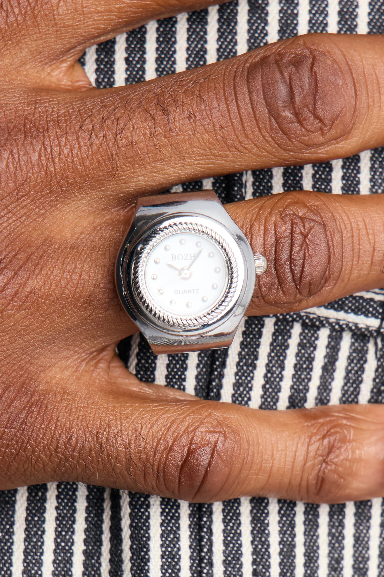 Time Struck Functional Watch Dial Ring - Silver