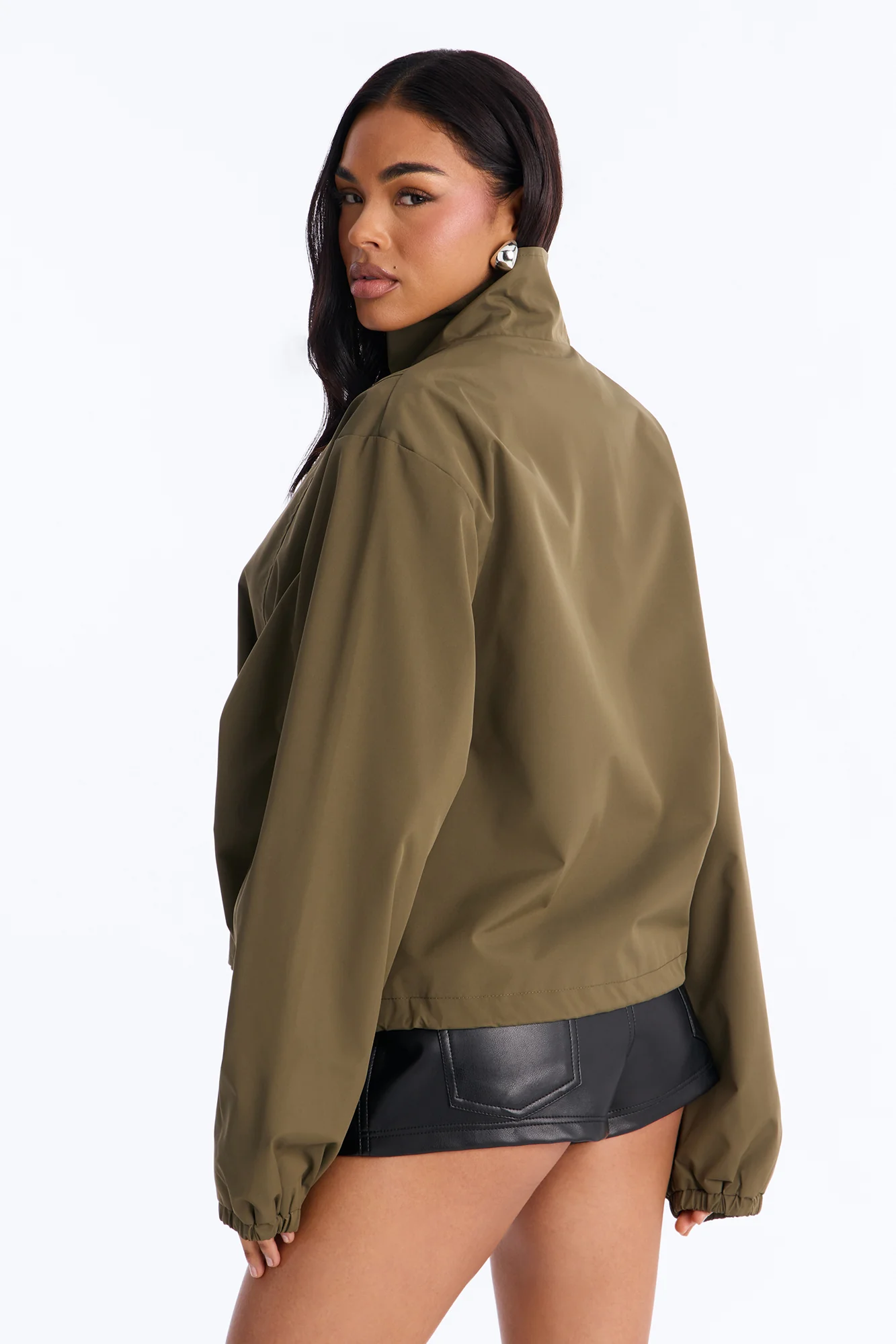 Time To Chill Funnel Neck Bomber Jacket - Olive - Image 4