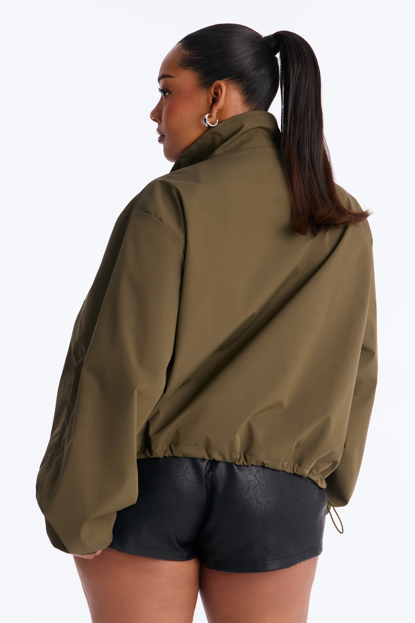 Time To Chill Funnel Neck Bomber Jacket - Olive - Image 9