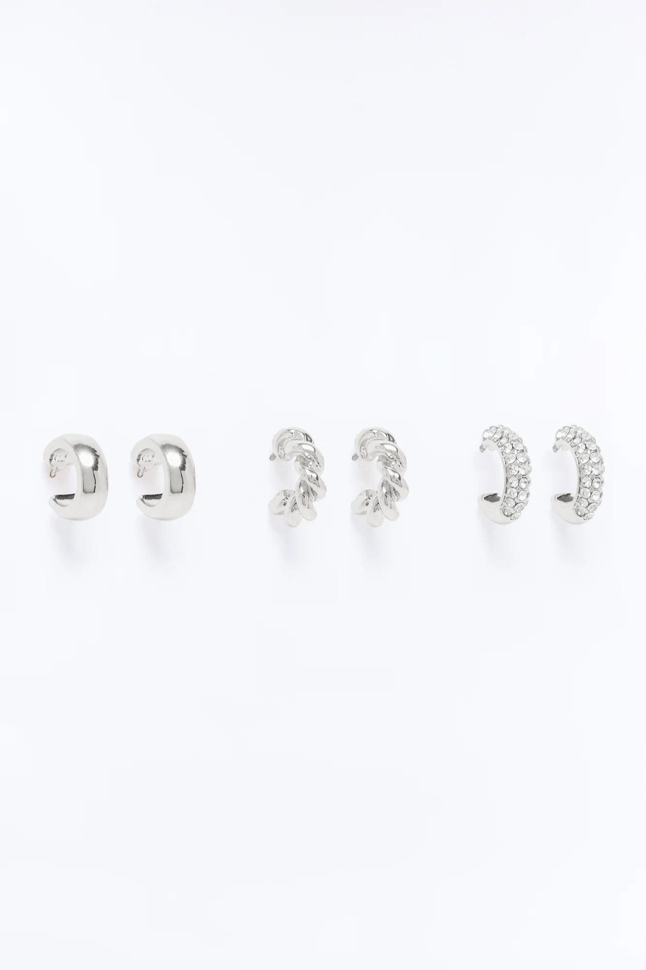 Timeless 3 Pair Multi Hoop Earrings - Silver