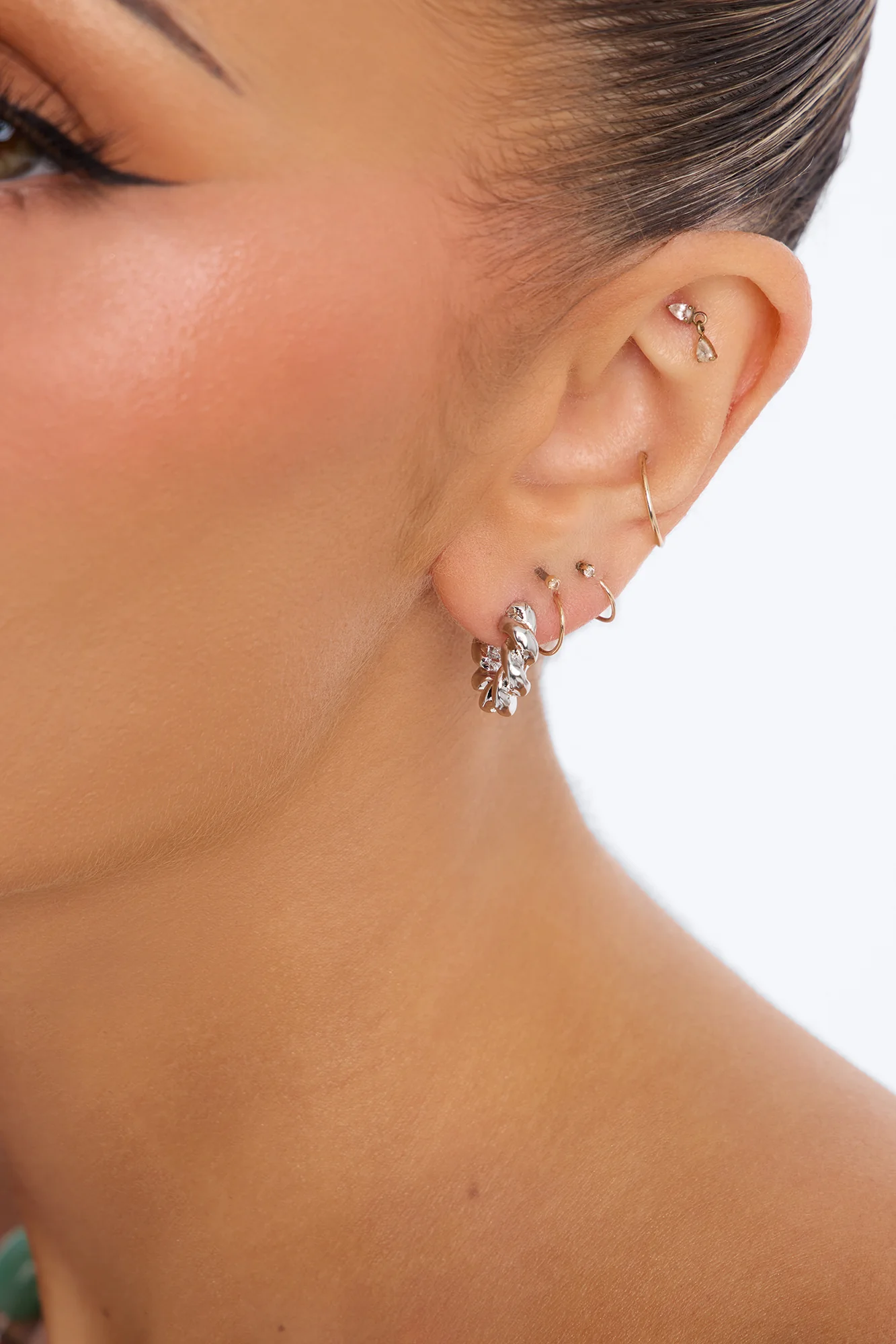 Timeless 3 Pair Multi Hoop Earrings - Silver - Image 2