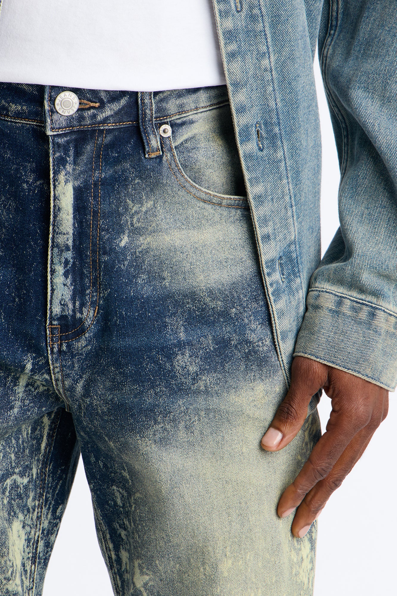 Timeless Bleach Washed Straight Jeans - Dark Wash - Image 3